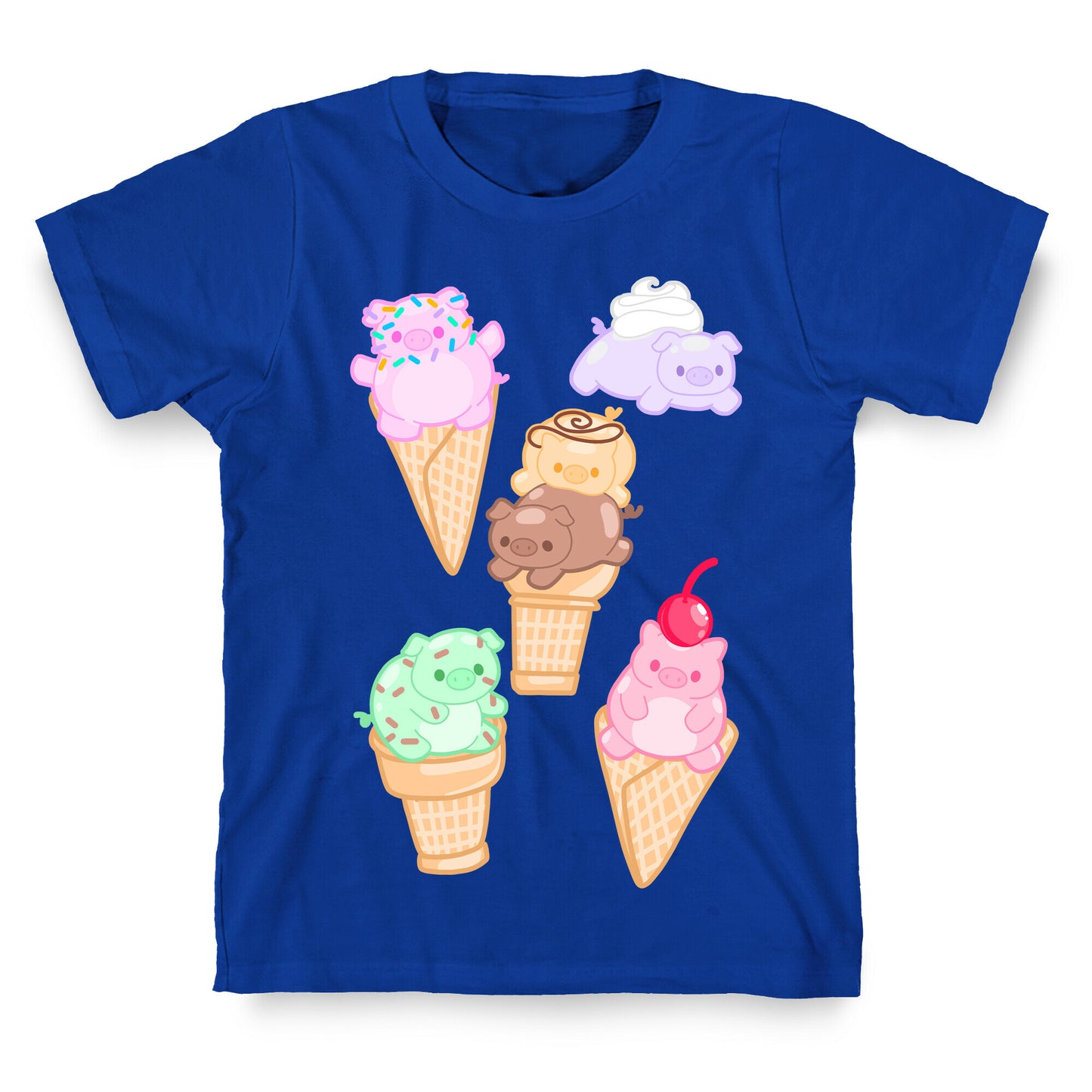 Ice Cream Pigs Pattern T-Shirt