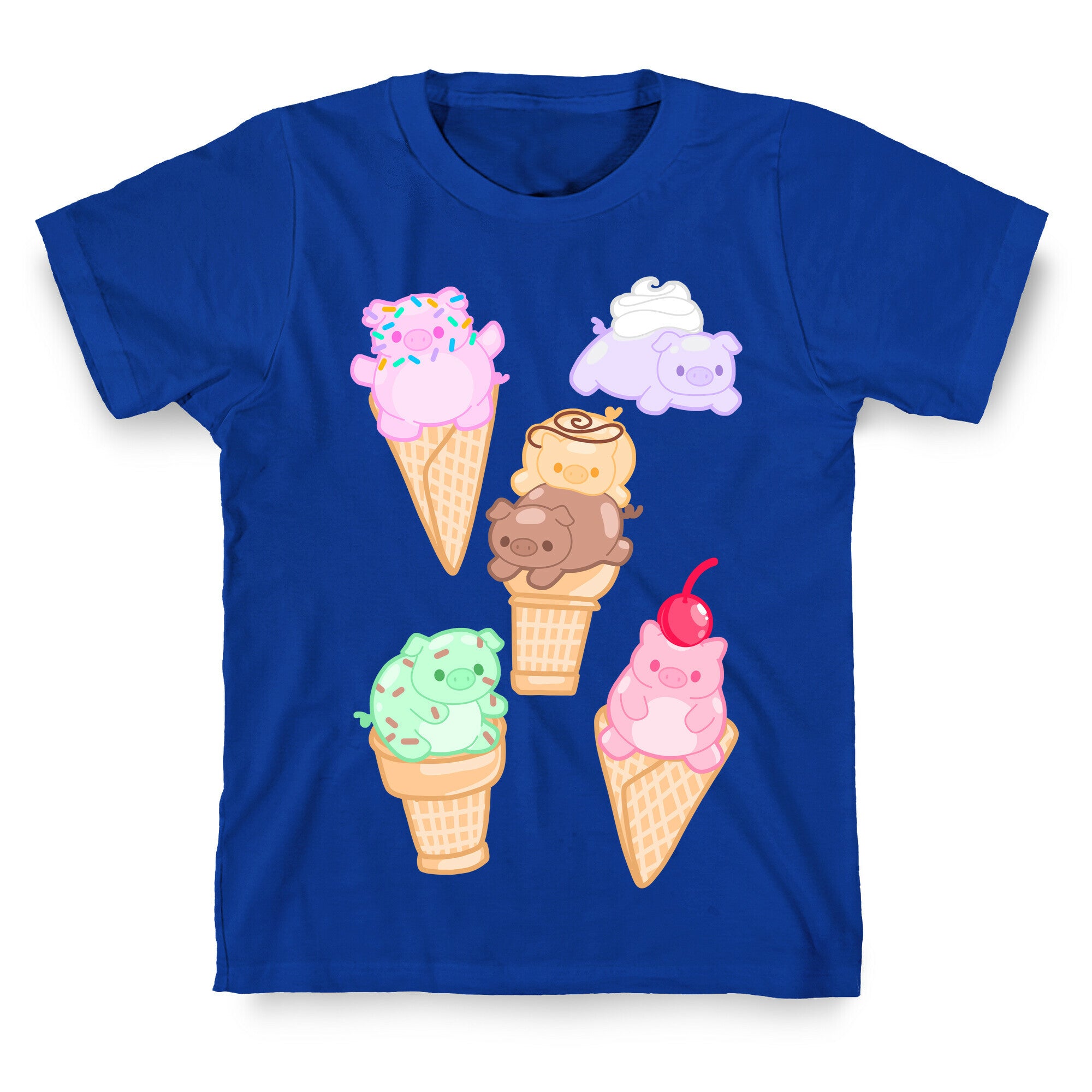 Ice Cream Pigs Pattern T-Shirt