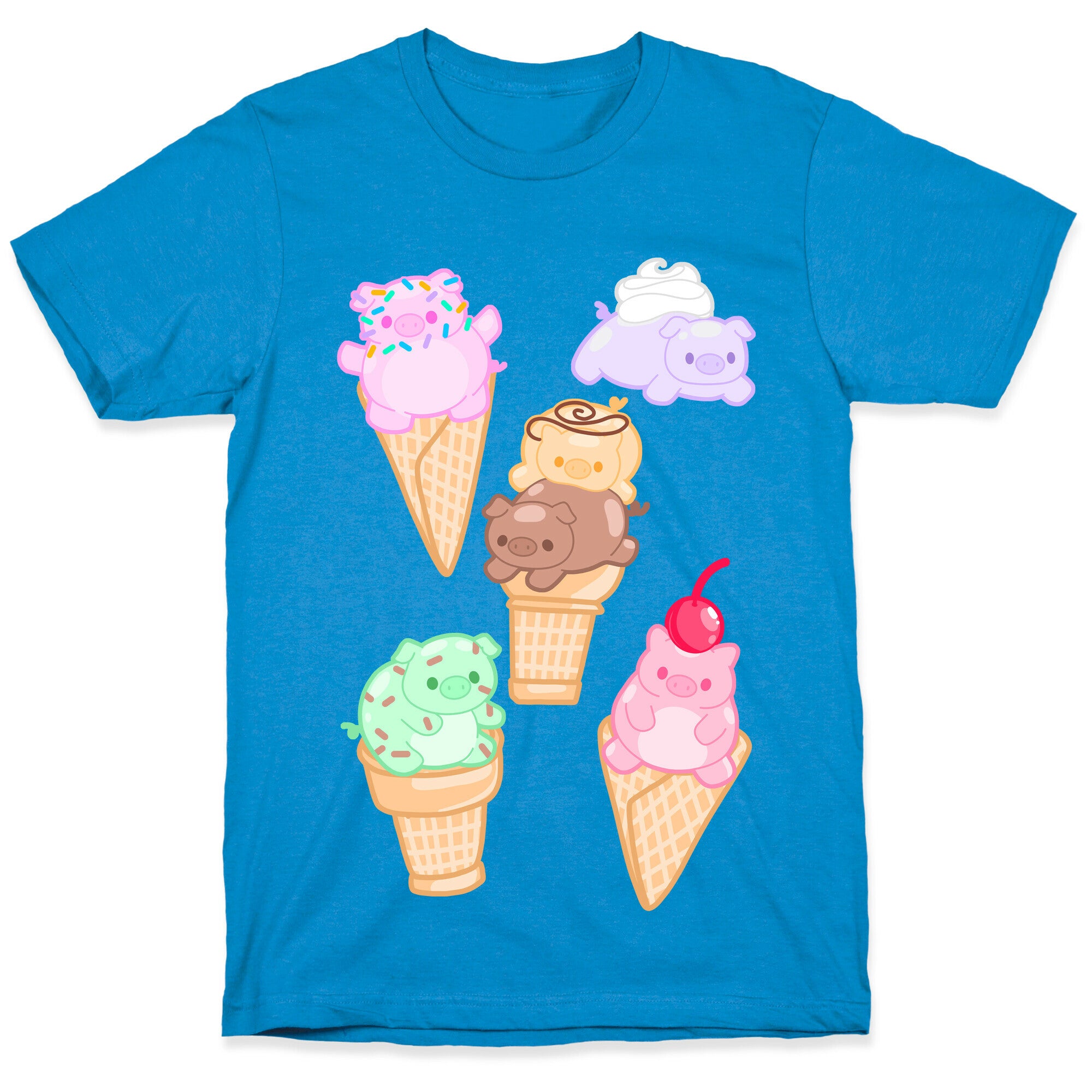 Ice Cream Pigs Pattern T-Shirt