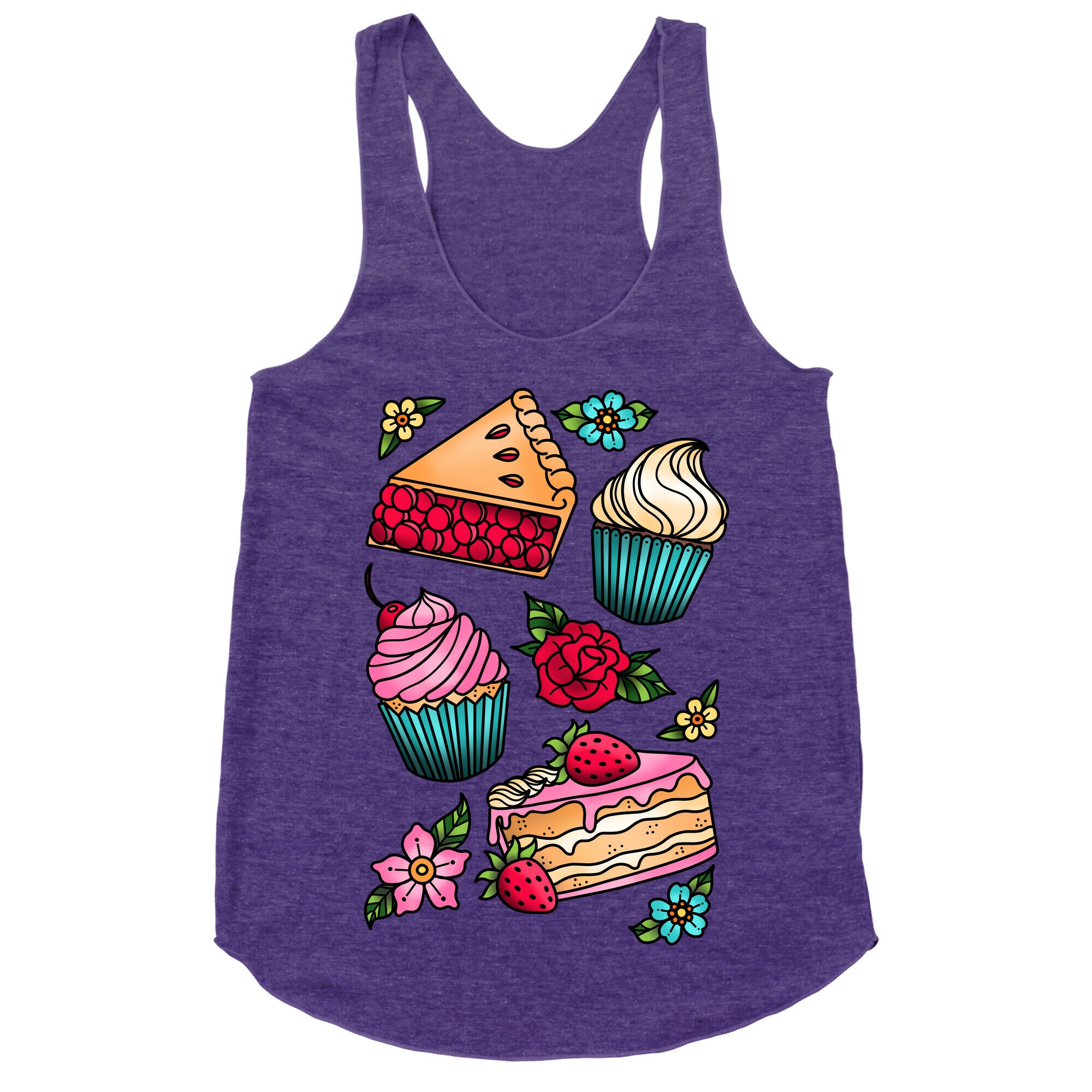 Traditional Tattoo Style Desserts Racerback Tank