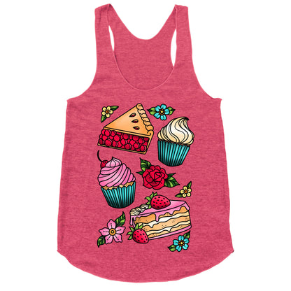 Traditional Tattoo Style Desserts Racerback Tank