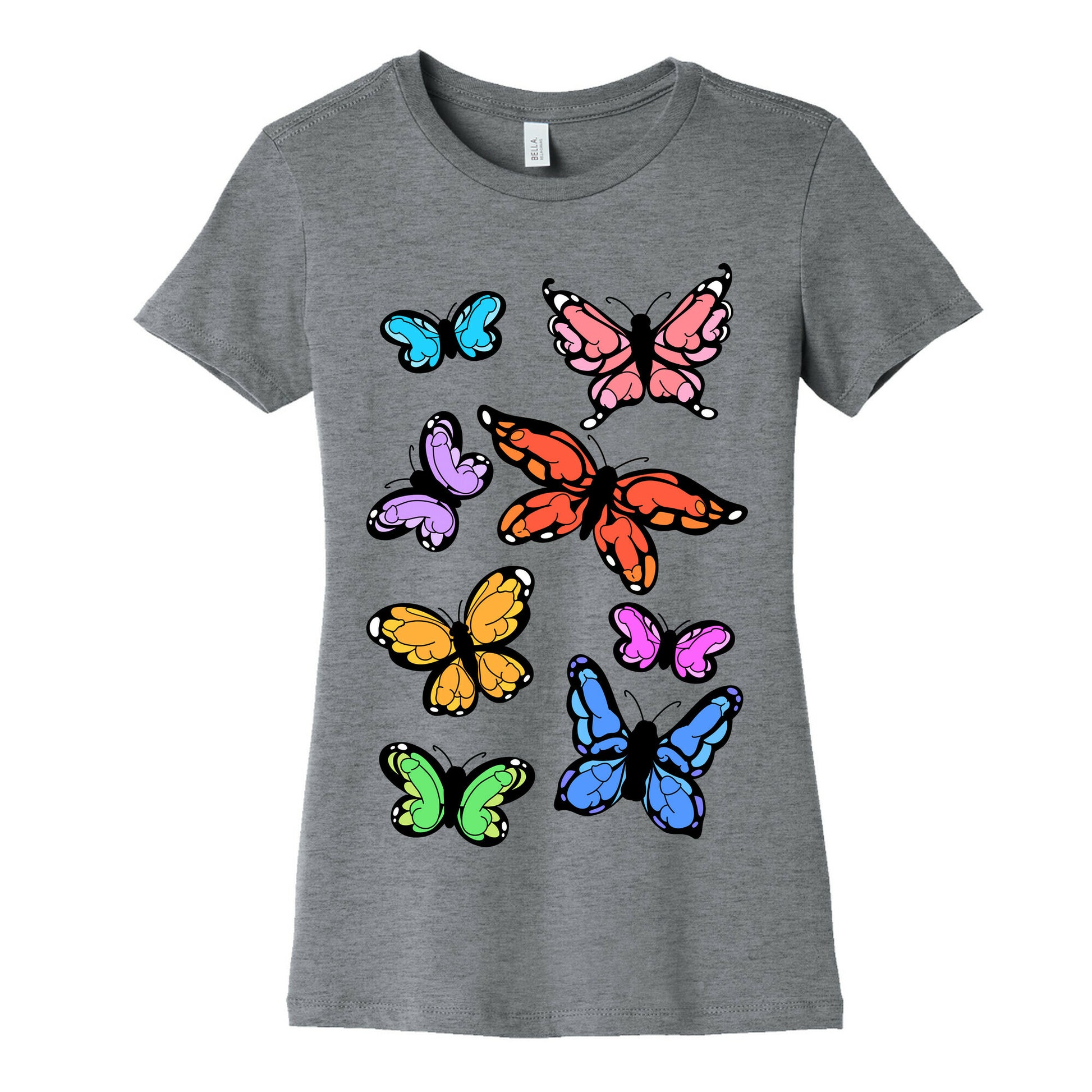 Hidden Penis Butterflies Pattern Women's Cotton Tee