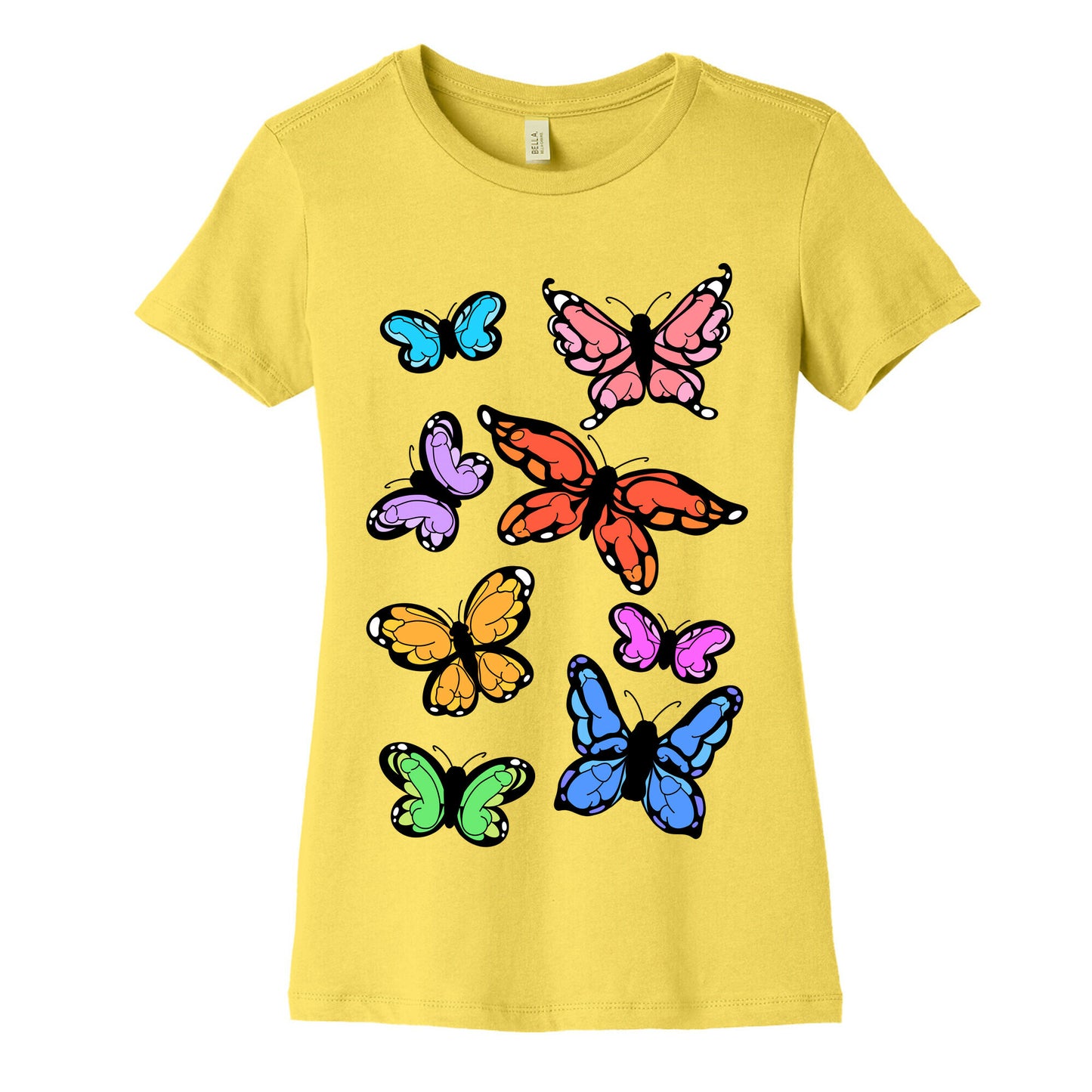 Hidden Penis Butterflies Pattern Women's Cotton Tee