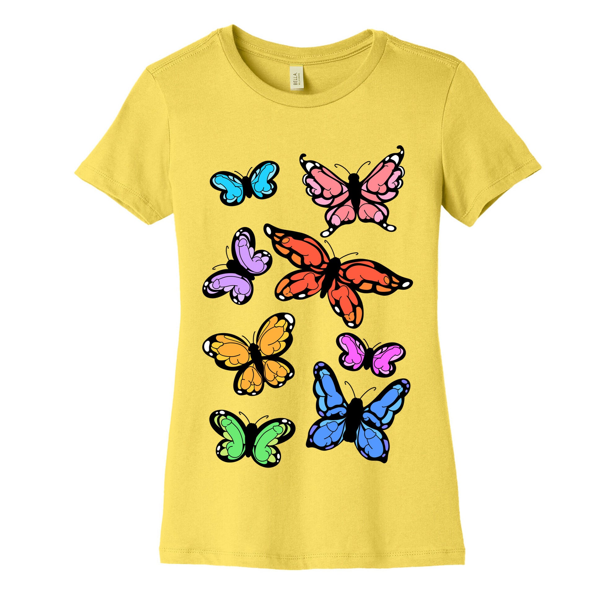 Hidden Penis Butterflies Pattern Women's Cotton Tee