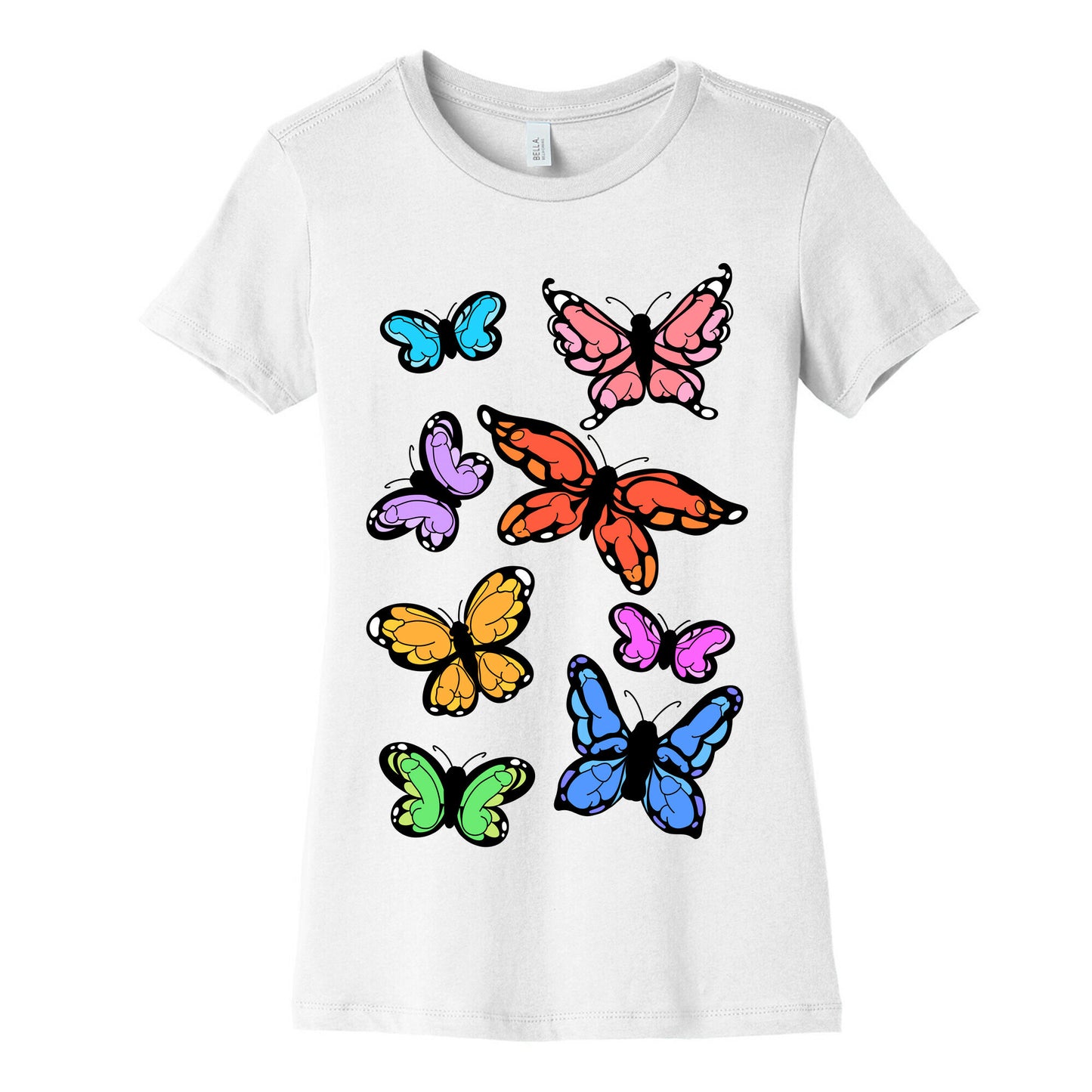 Hidden Penis Butterflies Pattern Women's Cotton Tee