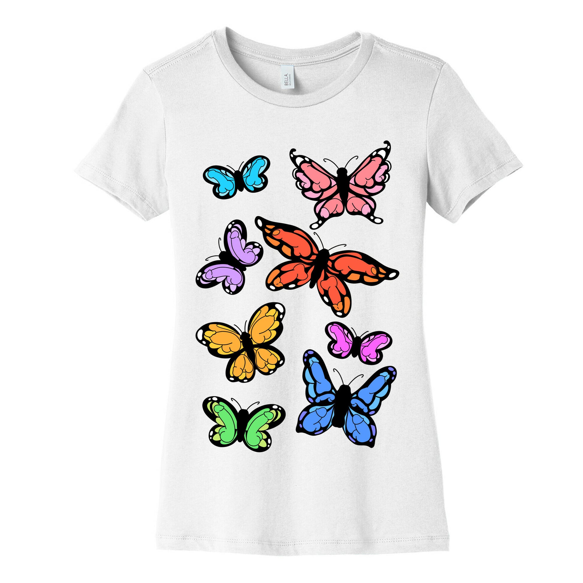 Hidden Penis Butterflies Pattern Women's Cotton Tee
