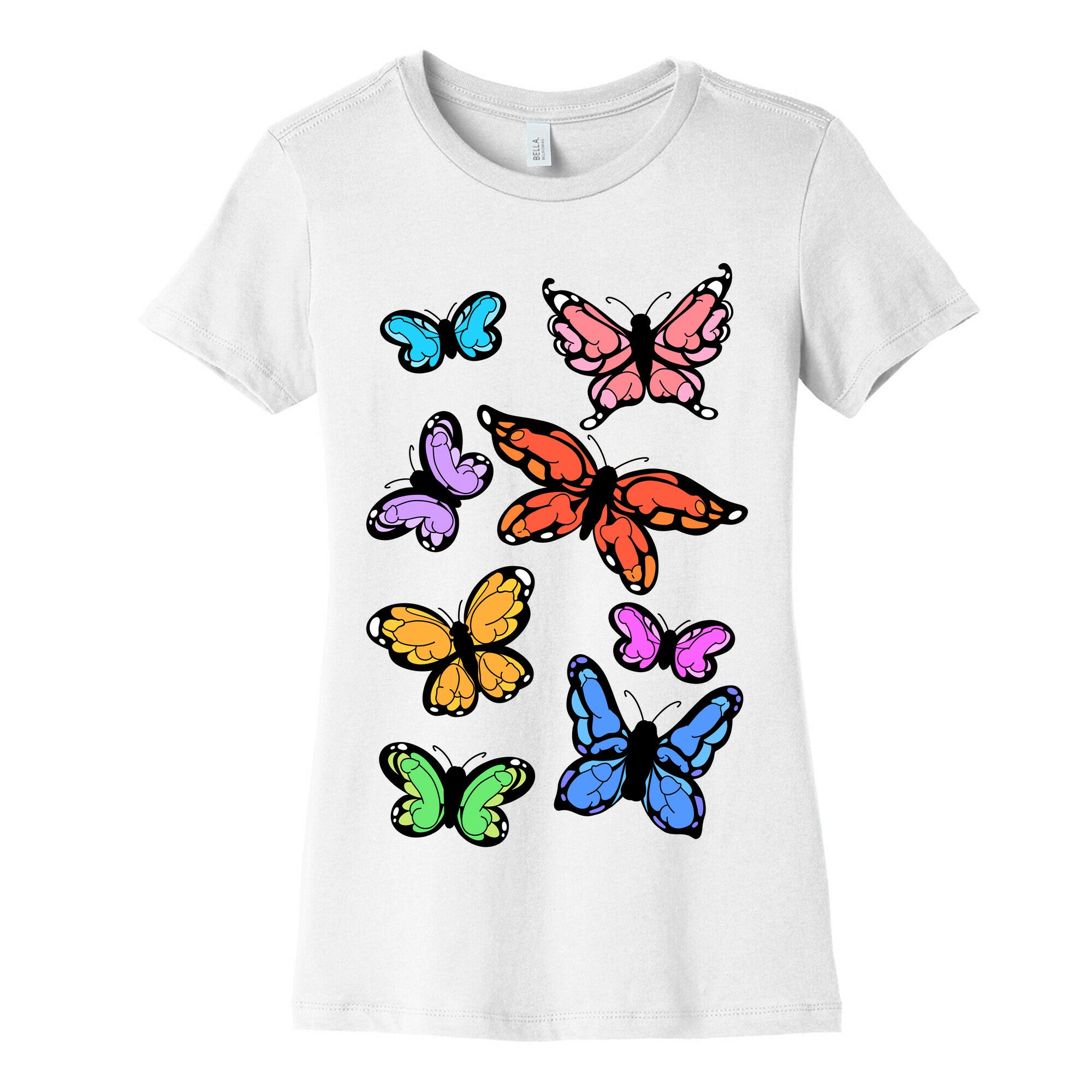 Hidden Penis Butterflies Pattern Women's Cotton Tee