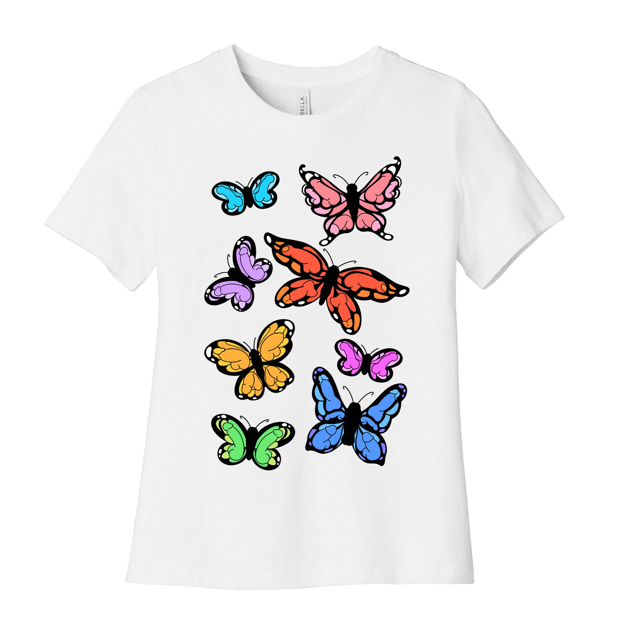 Hidden Penis Butterflies Pattern Women's Cotton Tee
