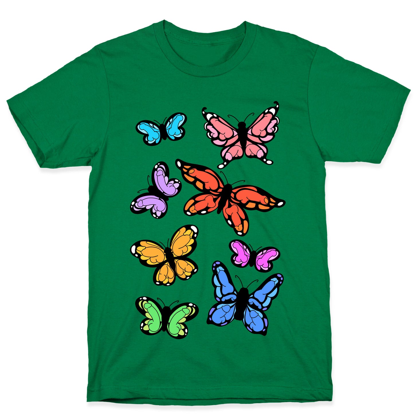 Hidden Penis Butterflies Pattern T-Shirt