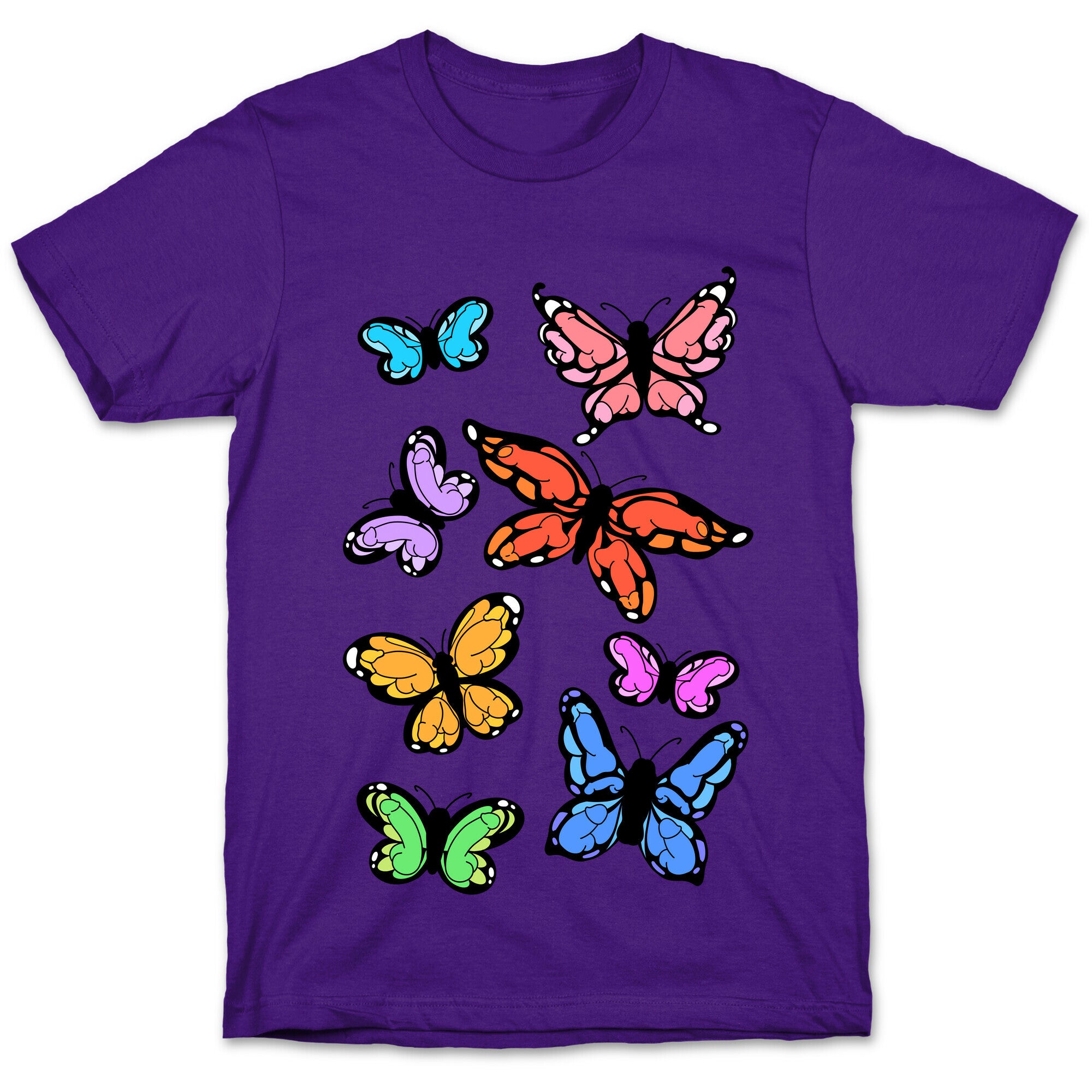 Hidden Penis Butterflies Pattern T-Shirt