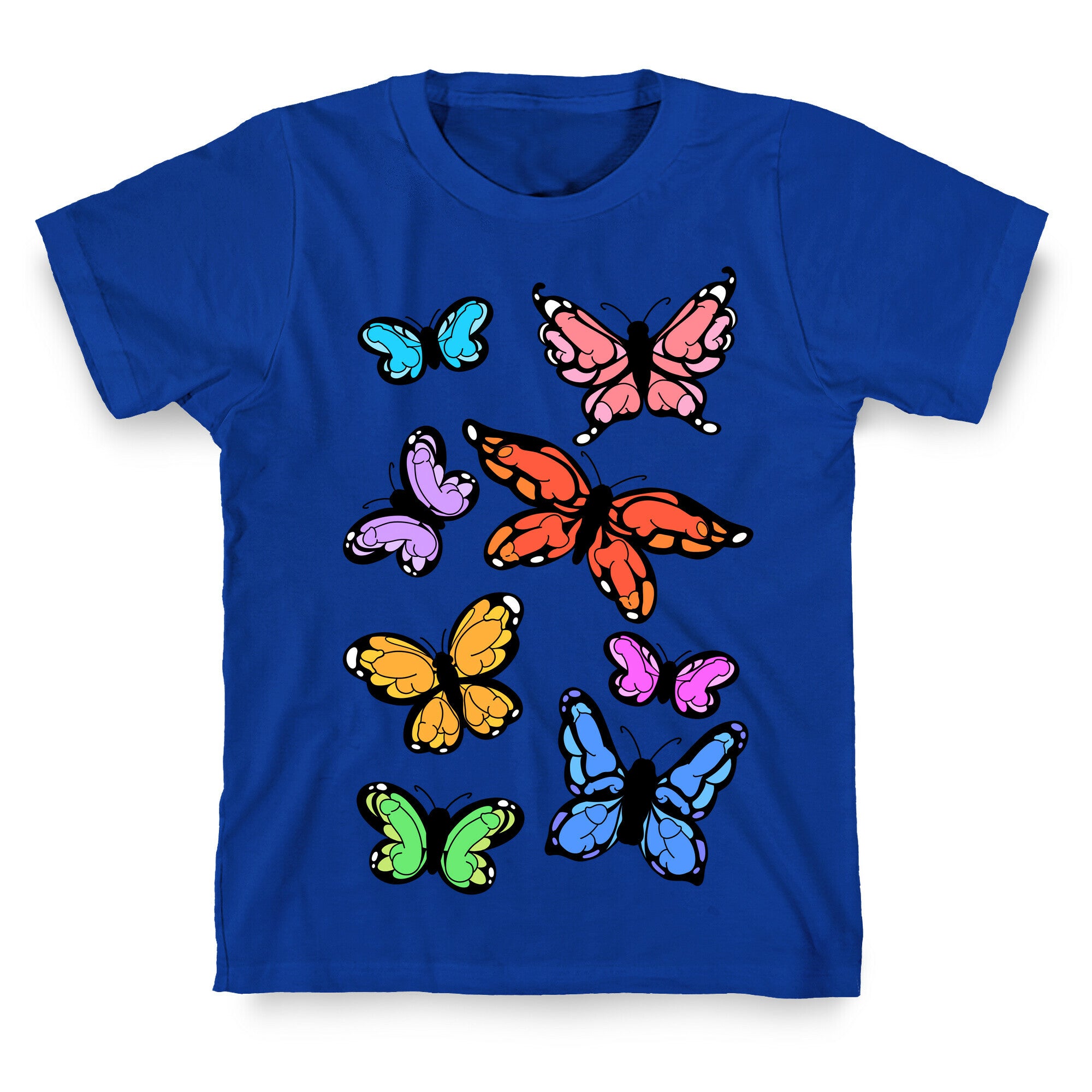 Hidden Penis Butterflies Pattern T-Shirt