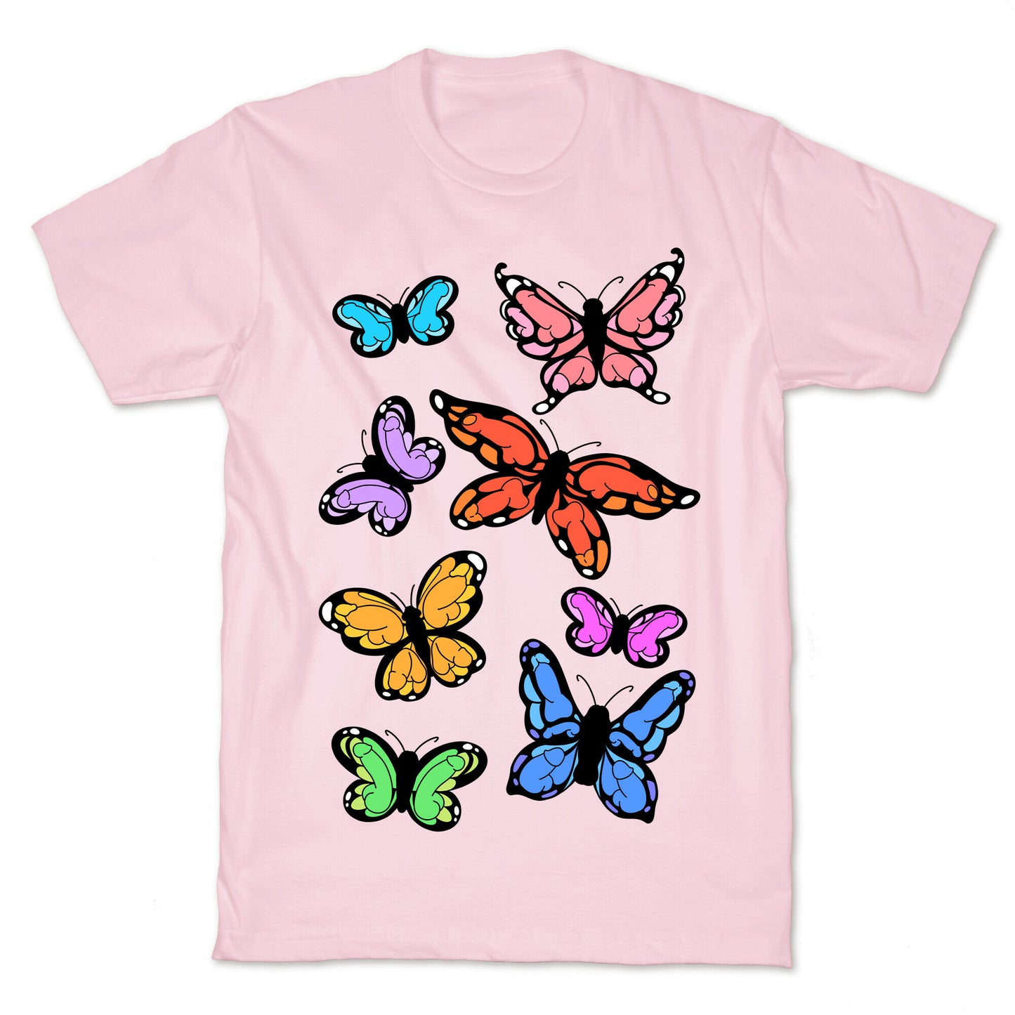Hidden Penis Butterflies Pattern T-Shirt