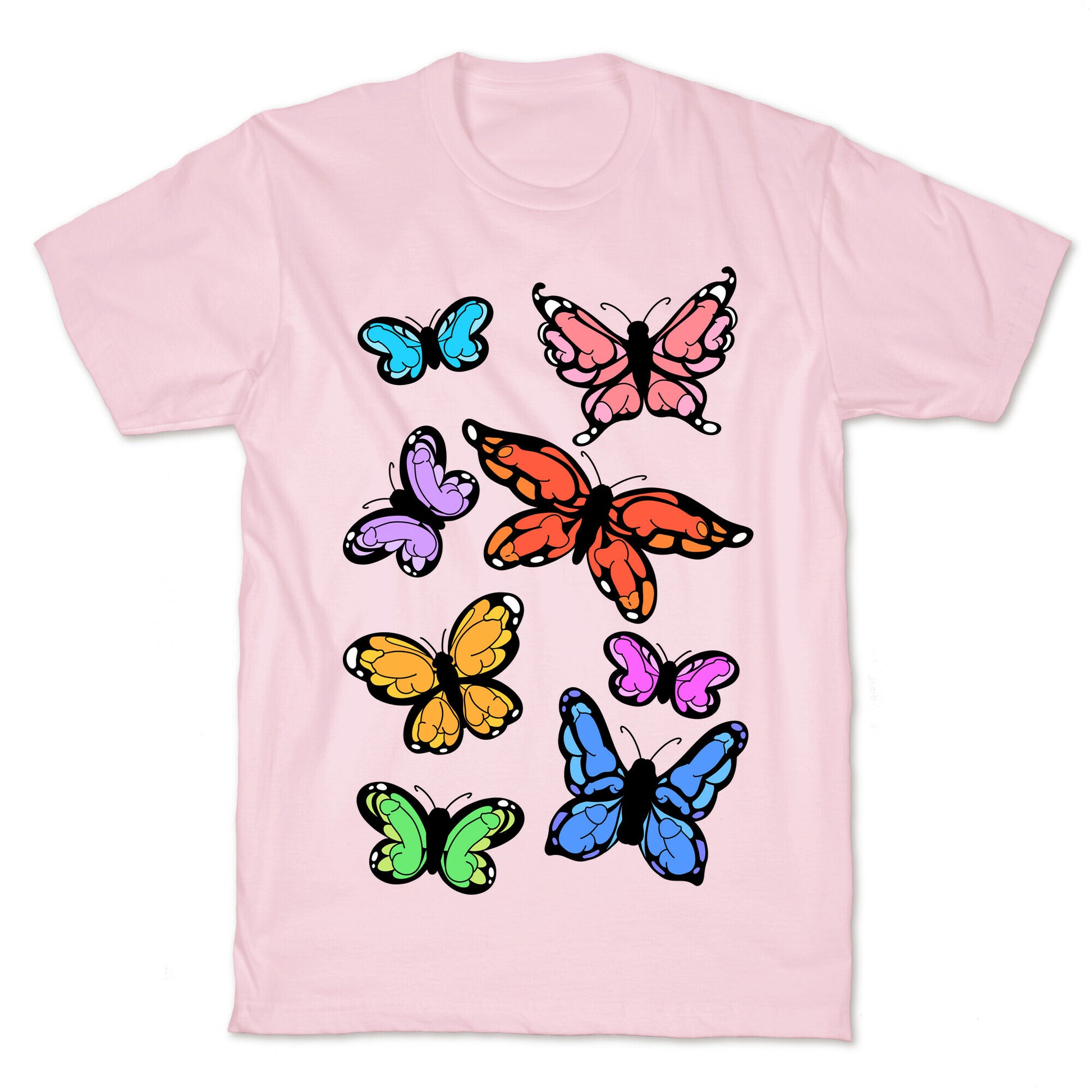 Hidden Penis Butterflies Pattern T-Shirt