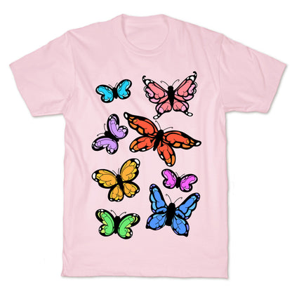 Hidden Penis Butterflies Pattern T-Shirt
