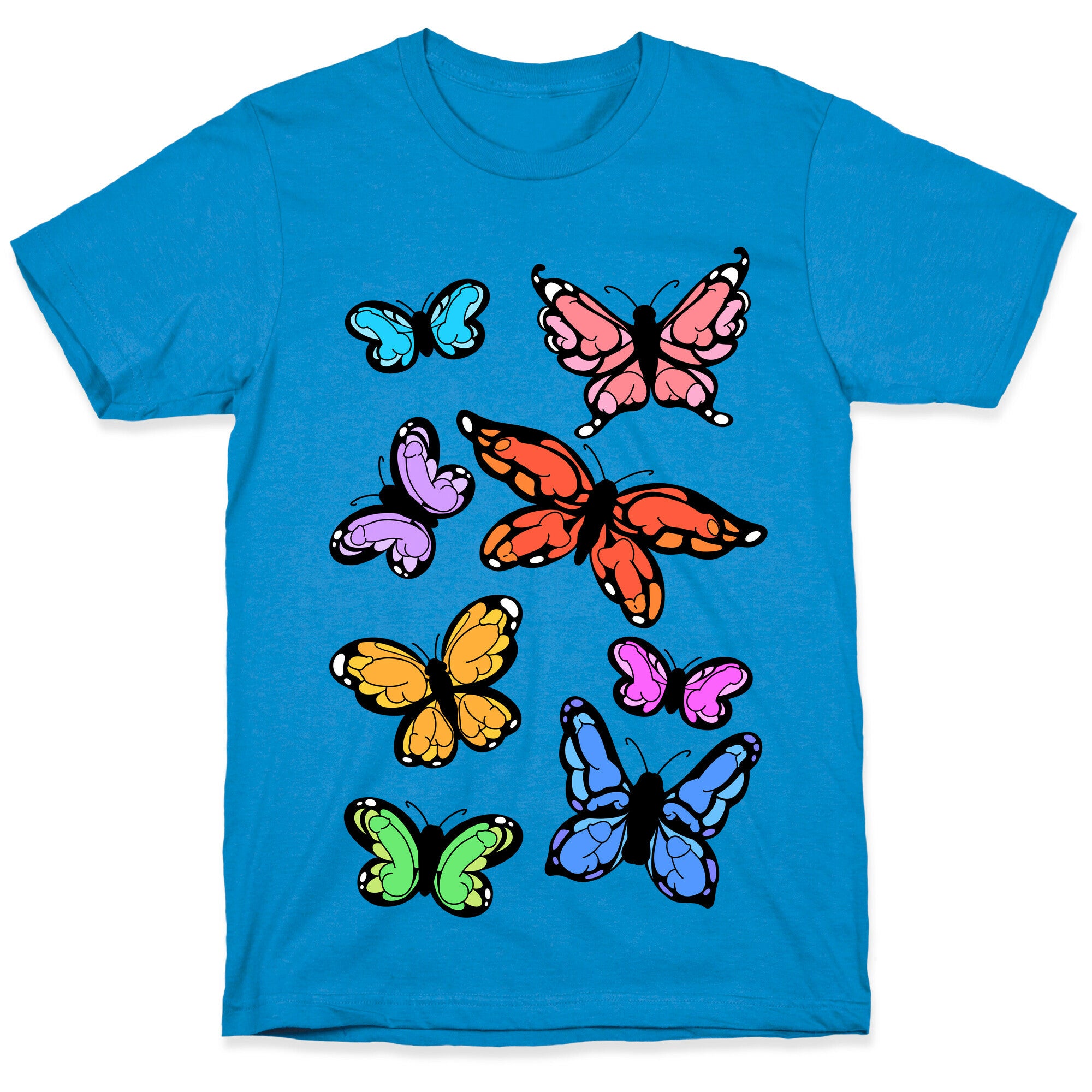 Hidden Penis Butterflies Pattern T-Shirt