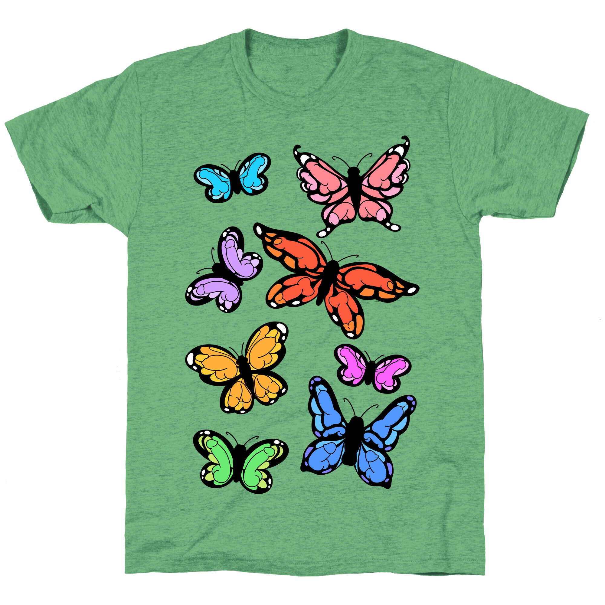 Hidden Penis Butterflies Pattern Unisex Triblend Tee