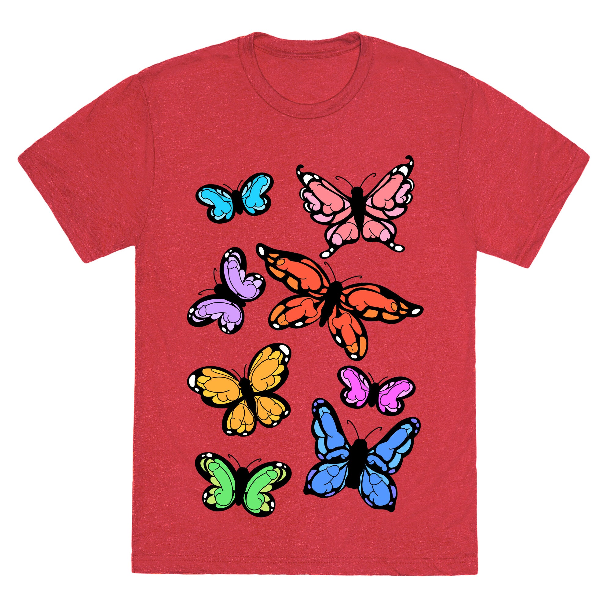 Hidden Penis Butterflies Pattern Unisex Triblend Tee