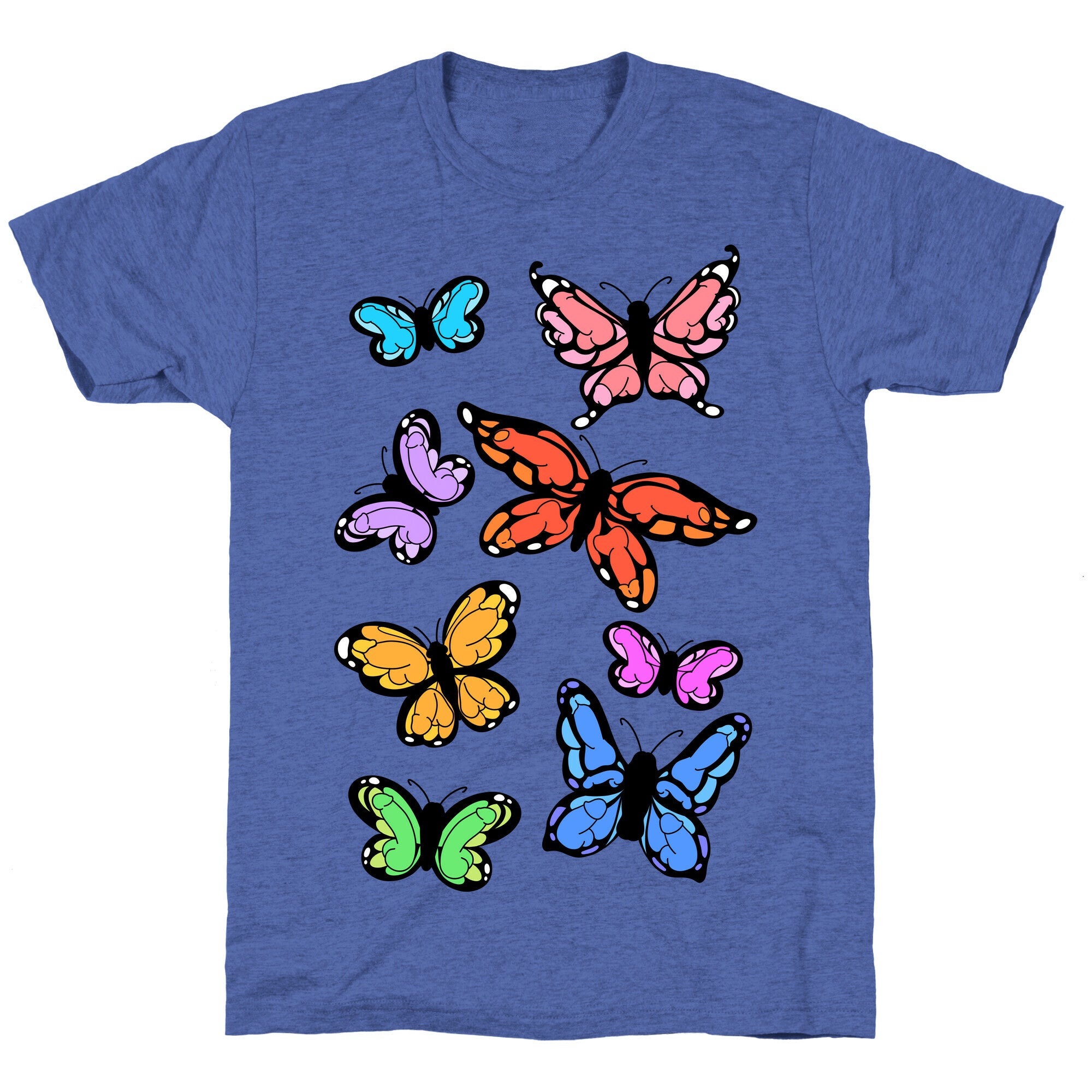 Hidden Penis Butterflies Pattern Unisex Triblend Tee