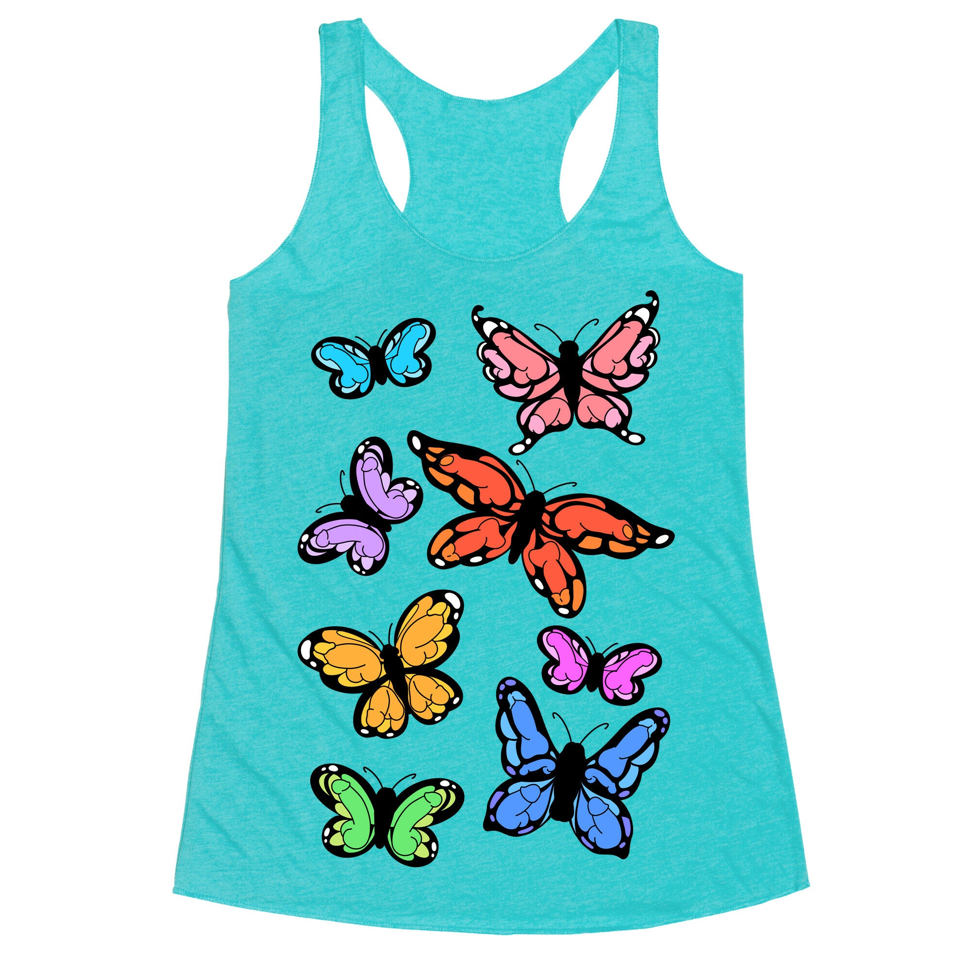 Hidden Penis Butterflies Pattern Racerback Tank
