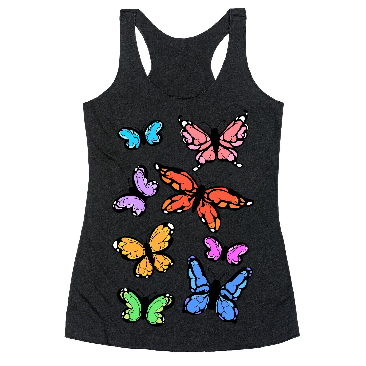 Hidden Penis Butterflies Pattern Racerback Tank