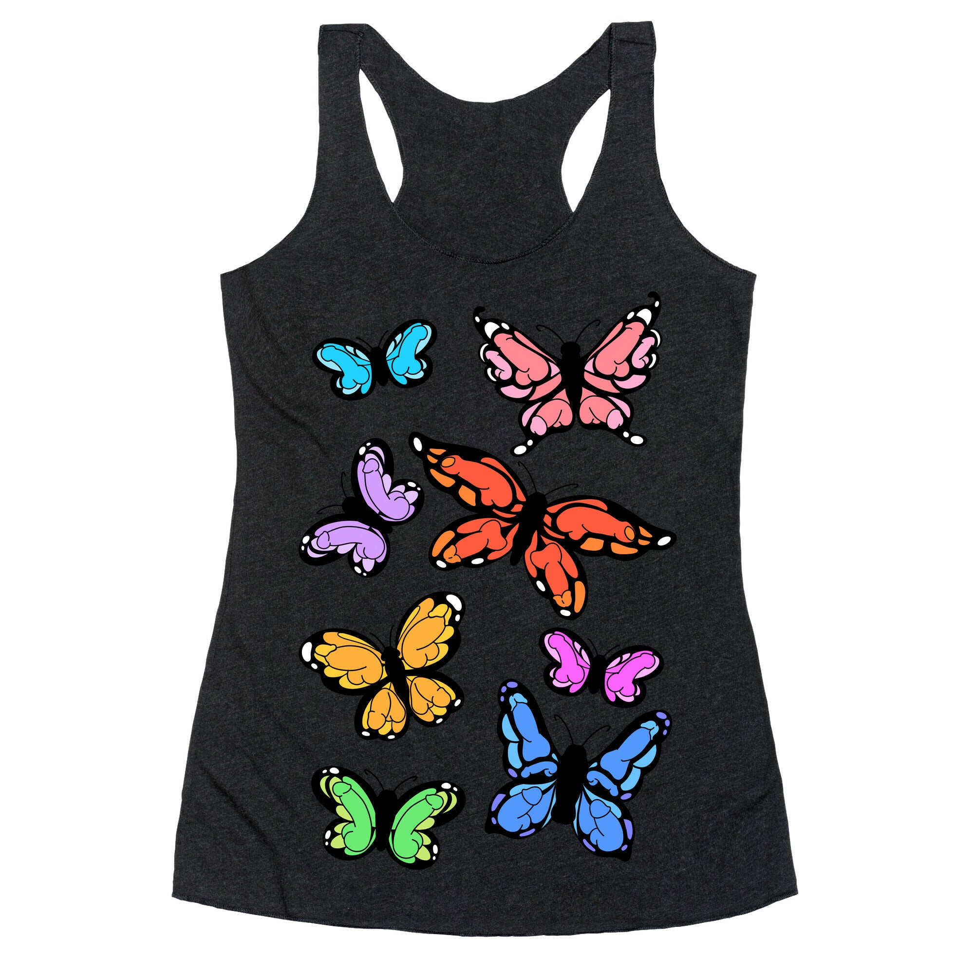 Hidden Penis Butterflies Pattern Racerback Tank