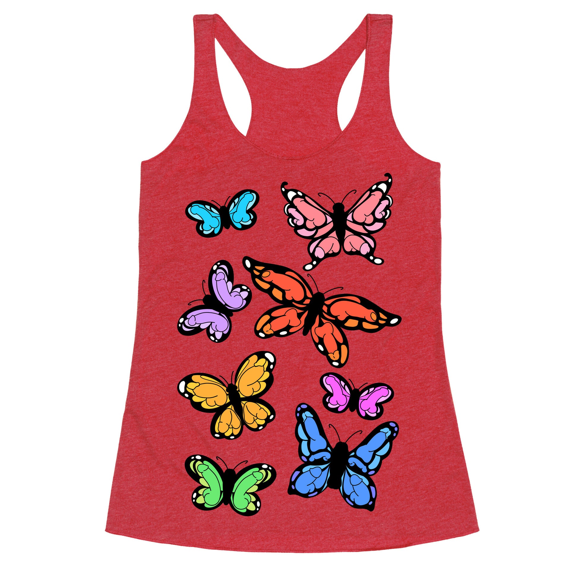 Hidden Penis Butterflies Pattern Racerback Tank