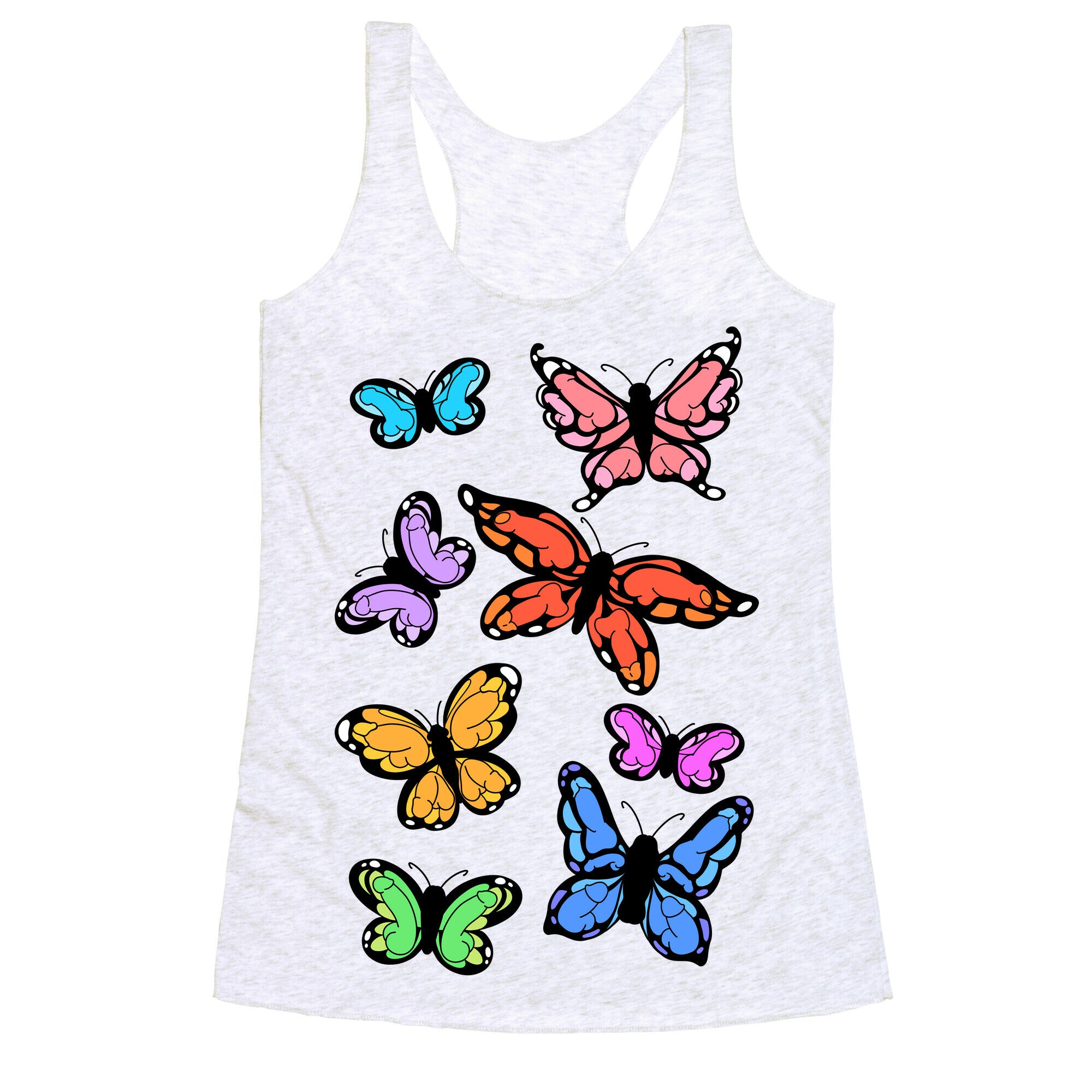 Hidden Penis Butterflies Pattern Racerback Tank