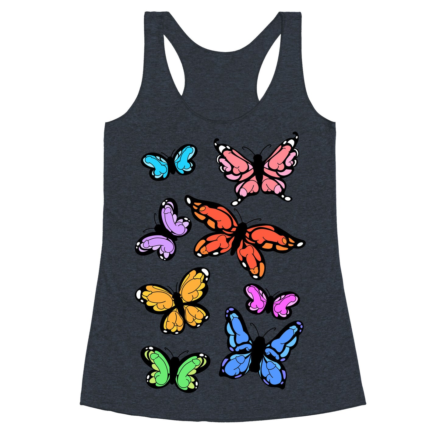 Hidden Penis Butterflies Pattern Racerback Tank