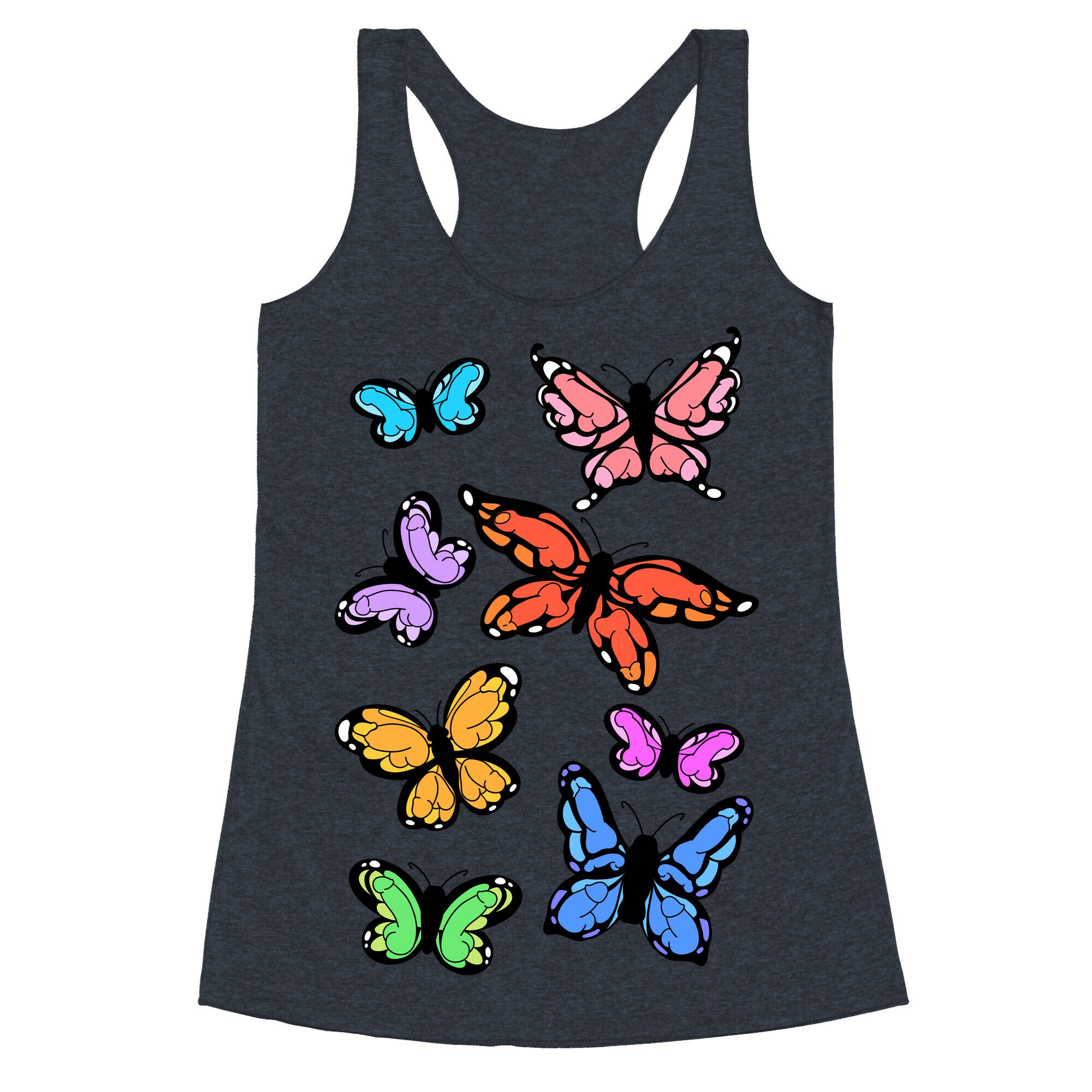 Hidden Penis Butterflies Pattern Racerback Tank