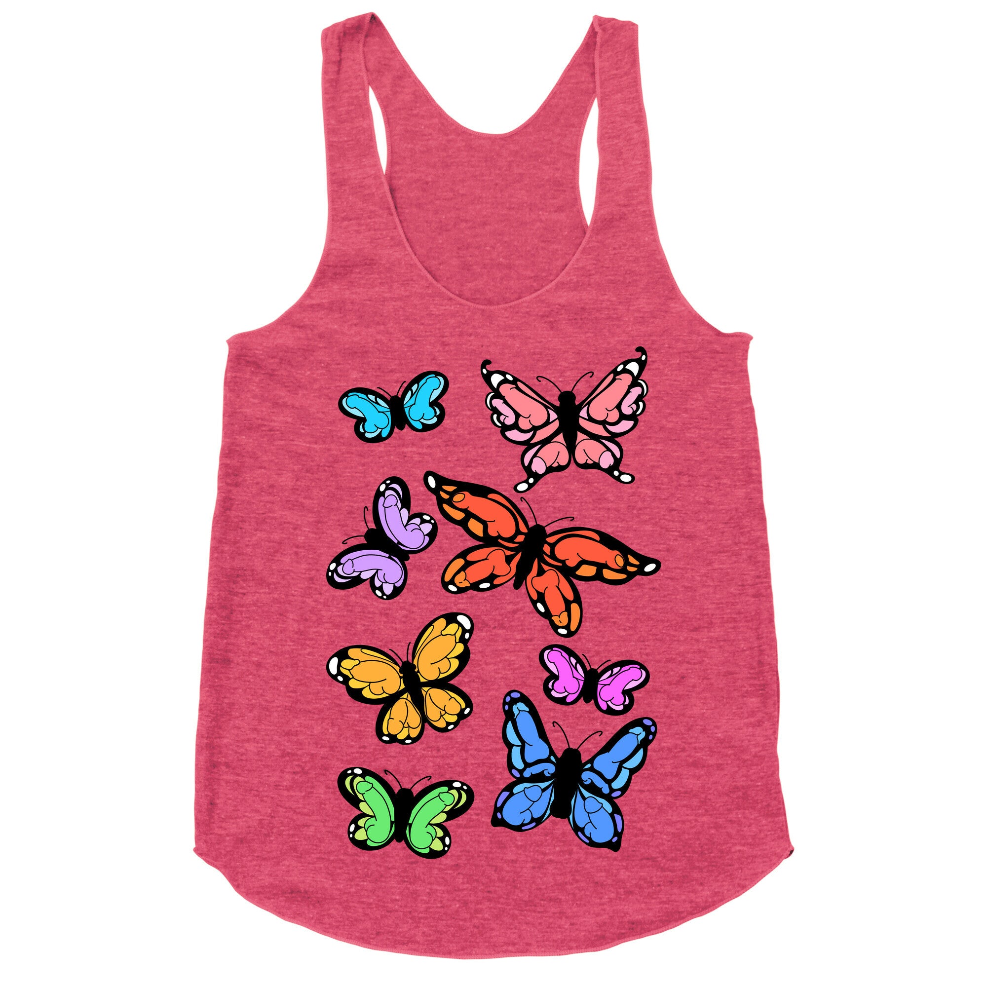 Hidden Penis Butterflies Pattern Racerback Tank