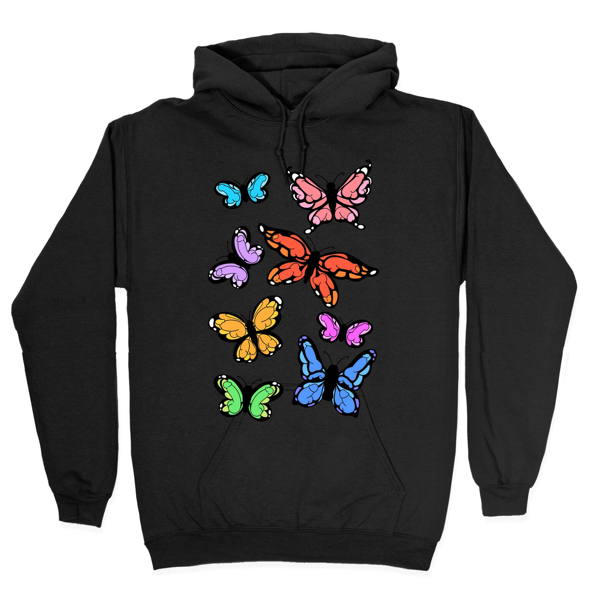 Hidden Penis Butterflies Pattern Hoodie