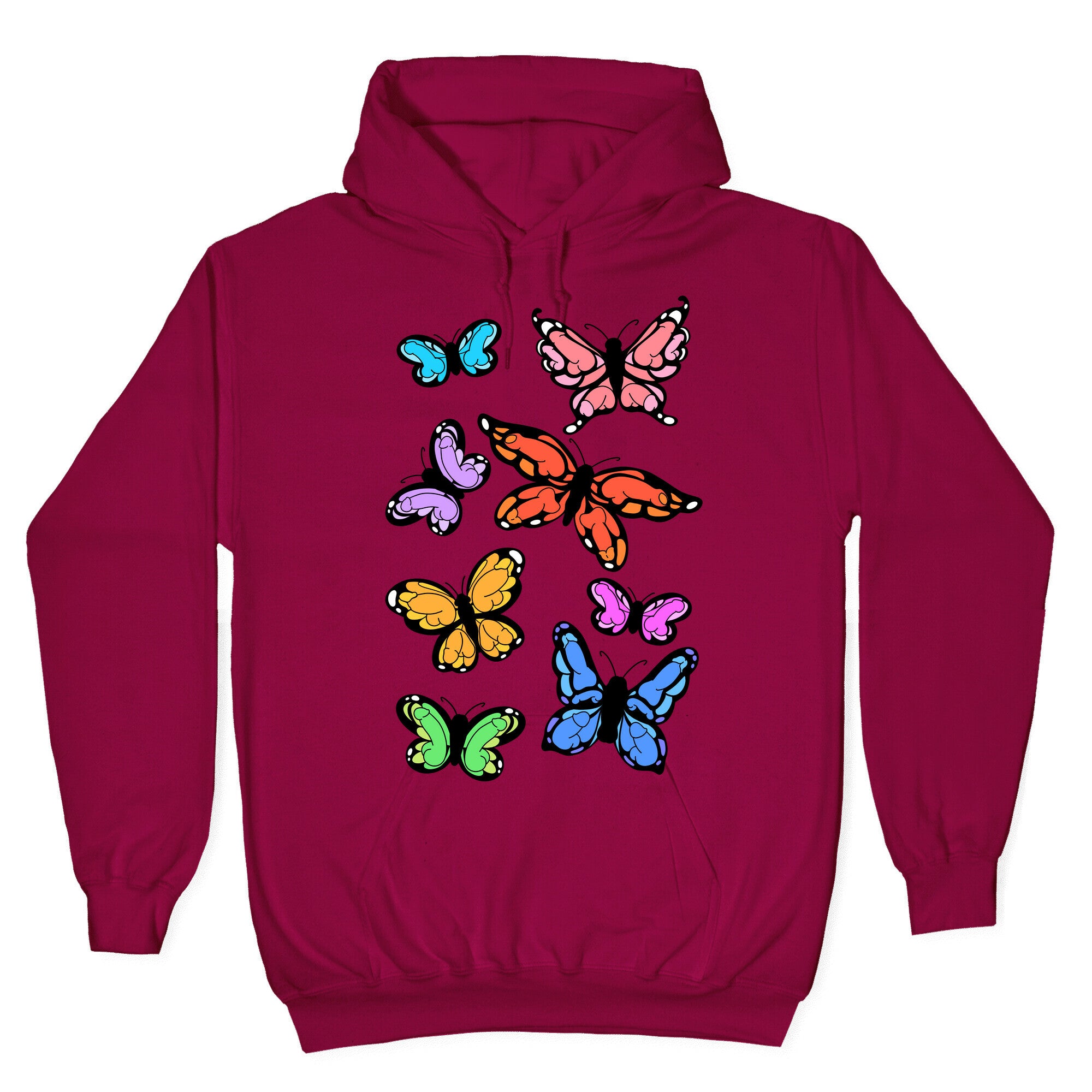 Hidden Penis Butterflies Pattern Hoodie