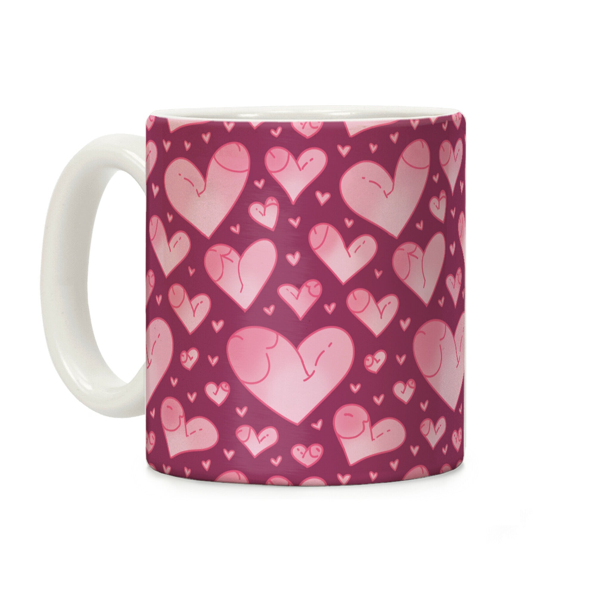 Penis Hearts Pattern Coffee Mug