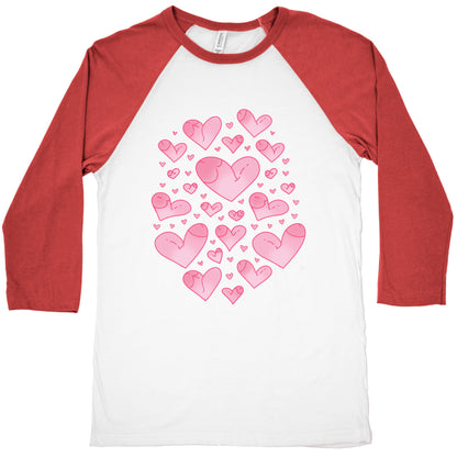 Penis Hearts Pattern Baseball Tee