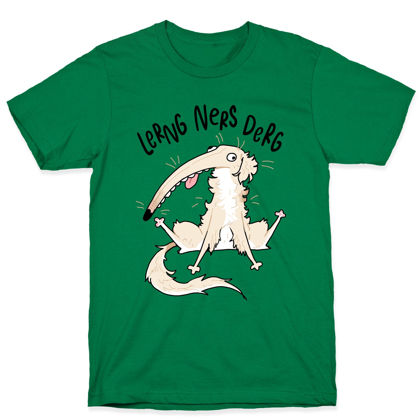 Derpy Dog Borzoi Lerng Ners Derg T-Shirt