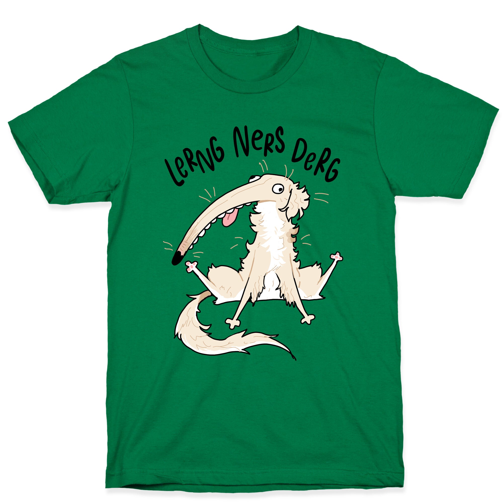 Derpy Dog Borzoi Lerng Ners Derg T-Shirt