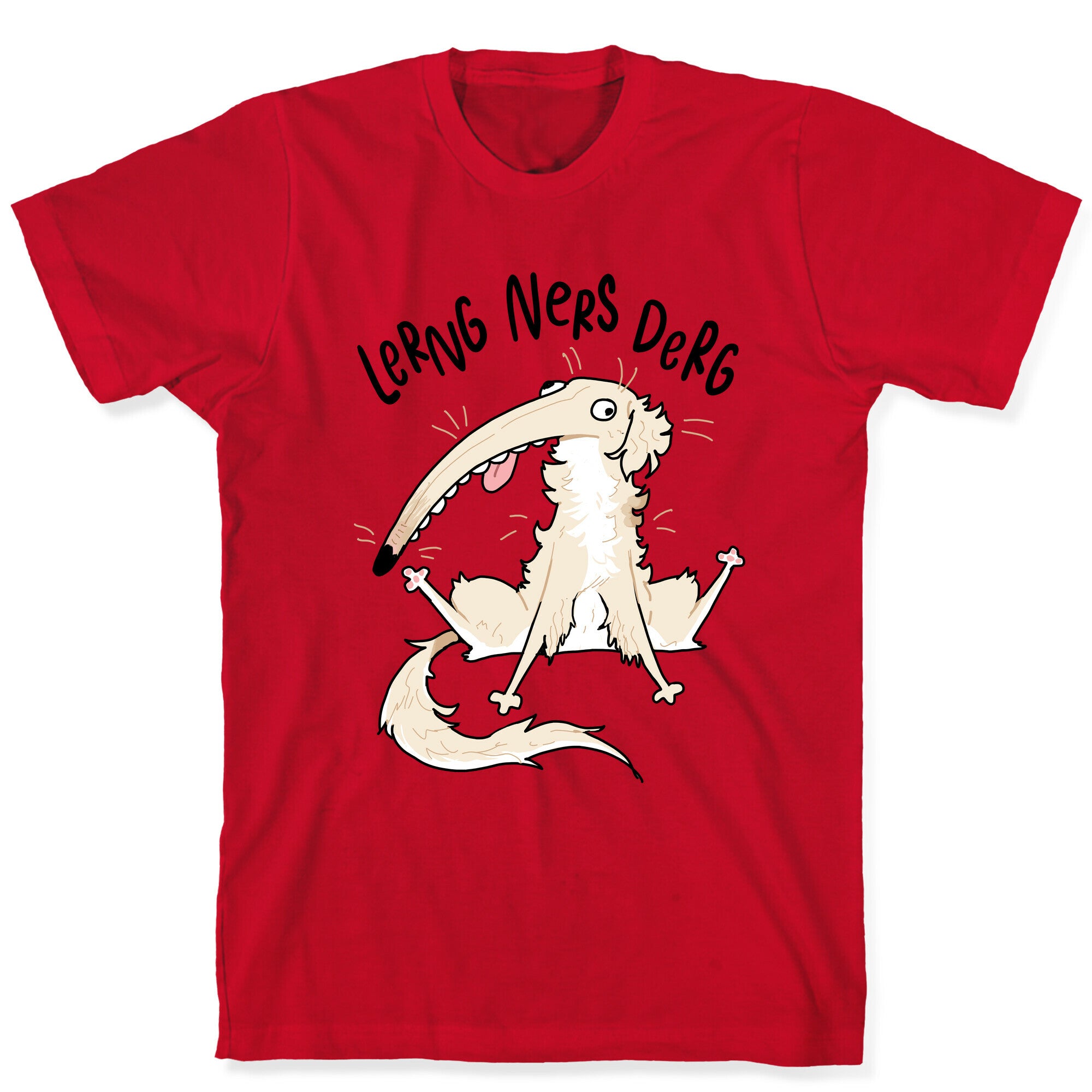 Derpy Dog Borzoi Lerng Ners Derg T-Shirt