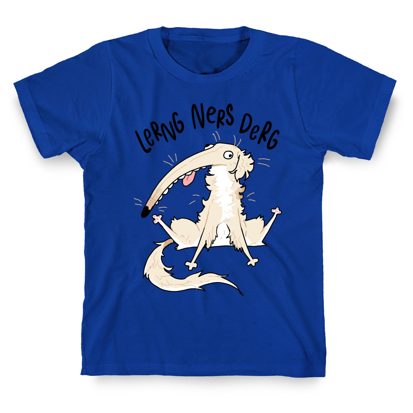 Derpy Dog Borzoi Lerng Ners Derg T-Shirt