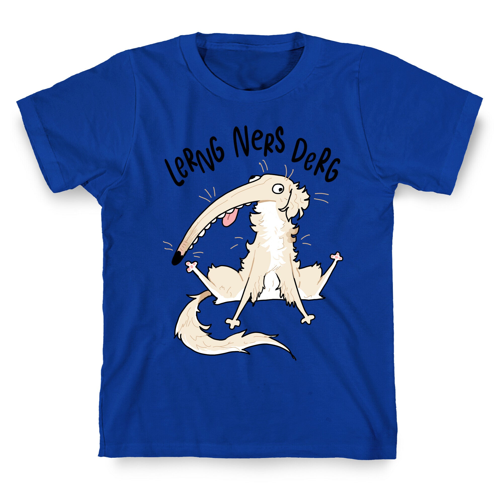 Derpy Dog Borzoi Lerng Ners Derg T-Shirt