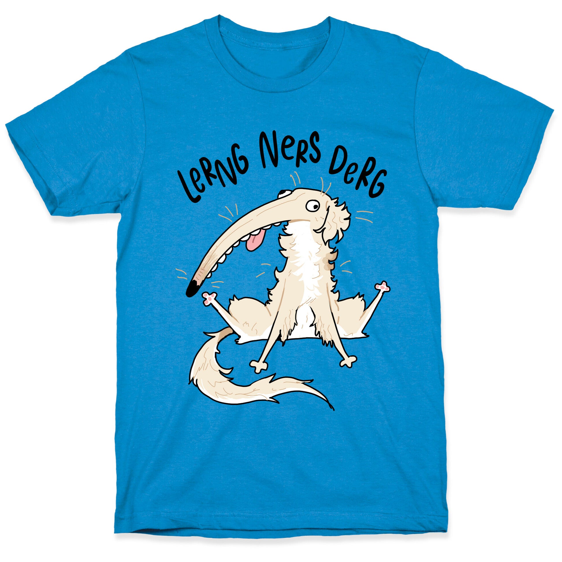 Derpy Dog Borzoi Lerng Ners Derg T-Shirt