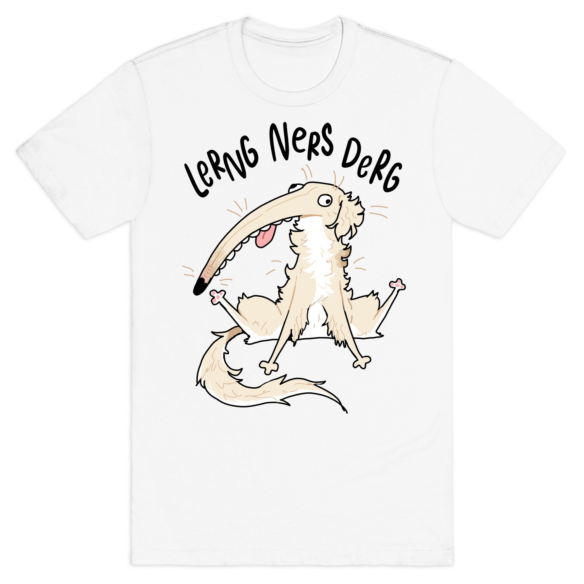 Derpy Dog Borzoi Lerng Ners Derg T-Shirt