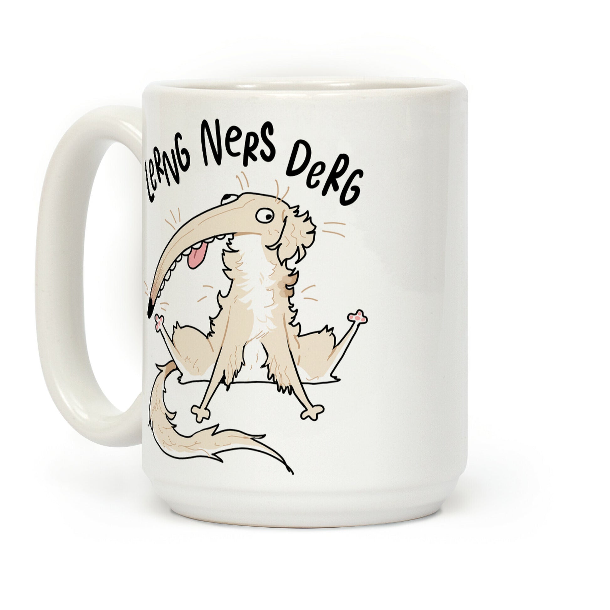 Derpy Dog Borzoi Lerng Ners Derg Coffee Mug