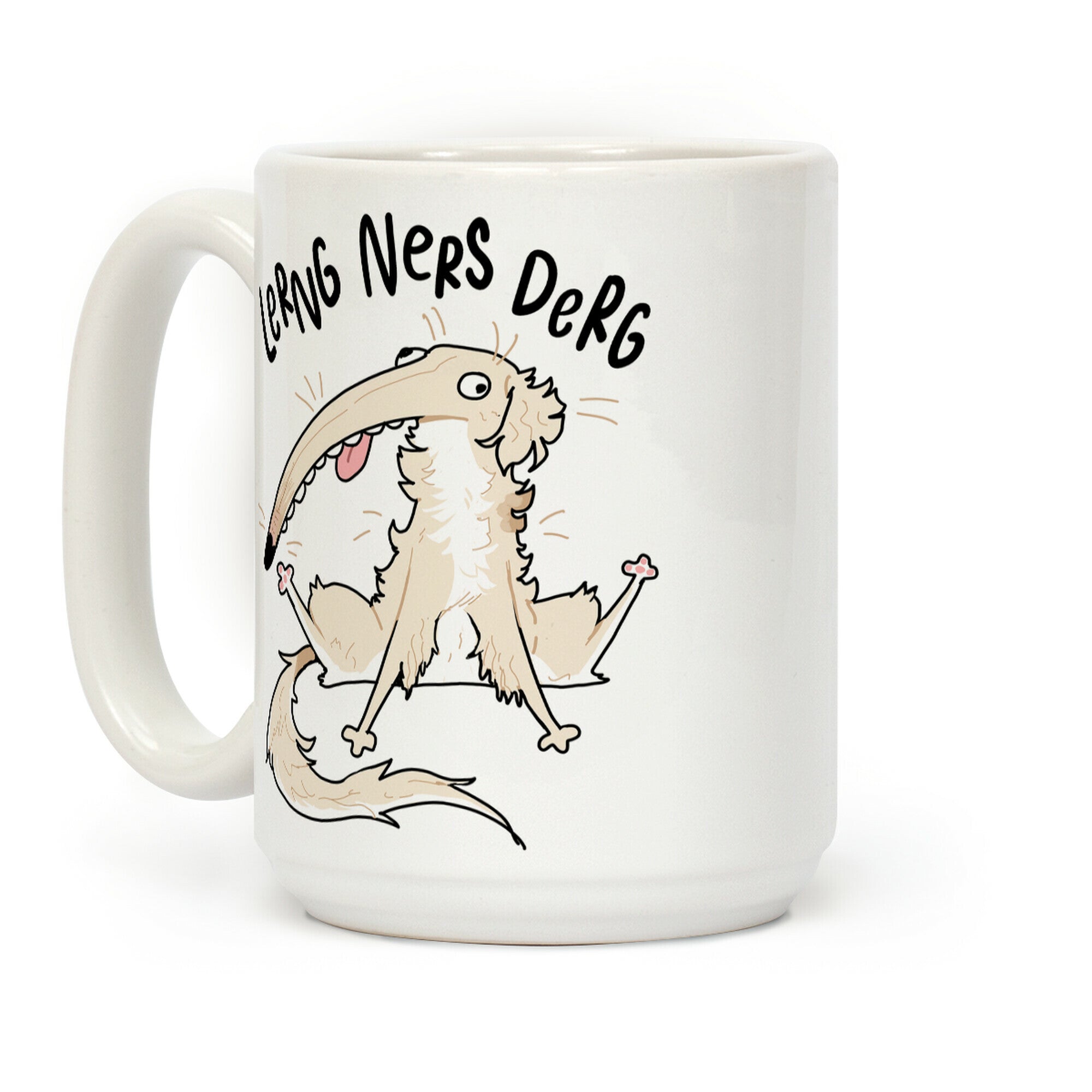 Derpy Dog Borzoi Lerng Ners Derg Coffee Mug