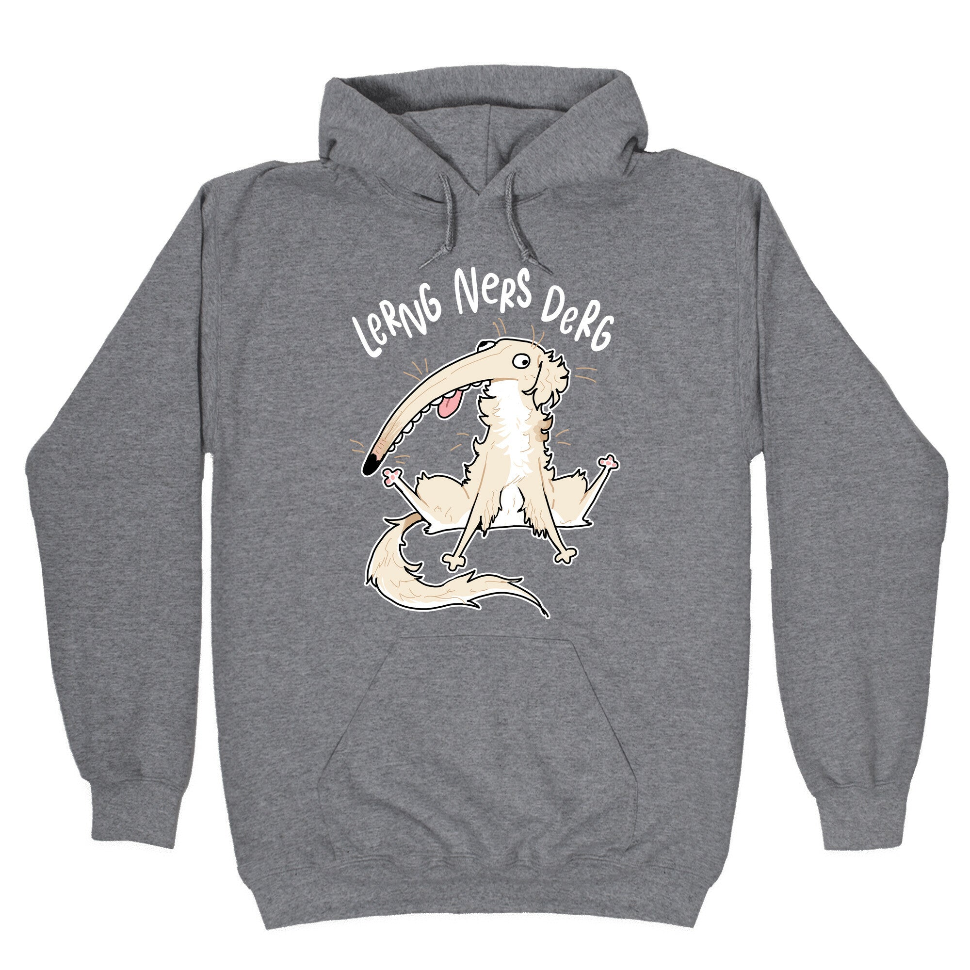 Derpy Dog Borzoi Lerng Ners Derg Hoodie