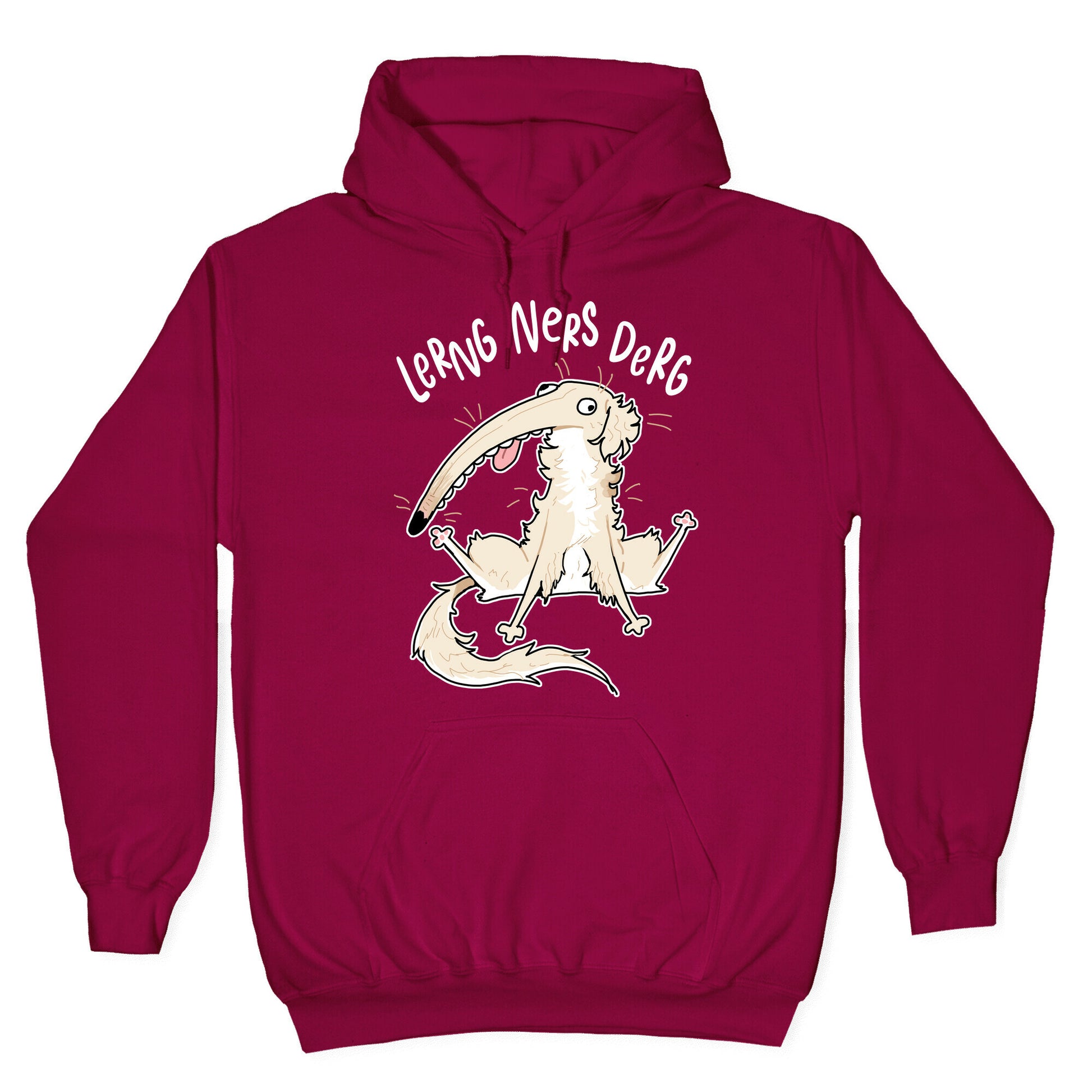 Derpy Dog Borzoi Lerng Ners Derg Hoodie