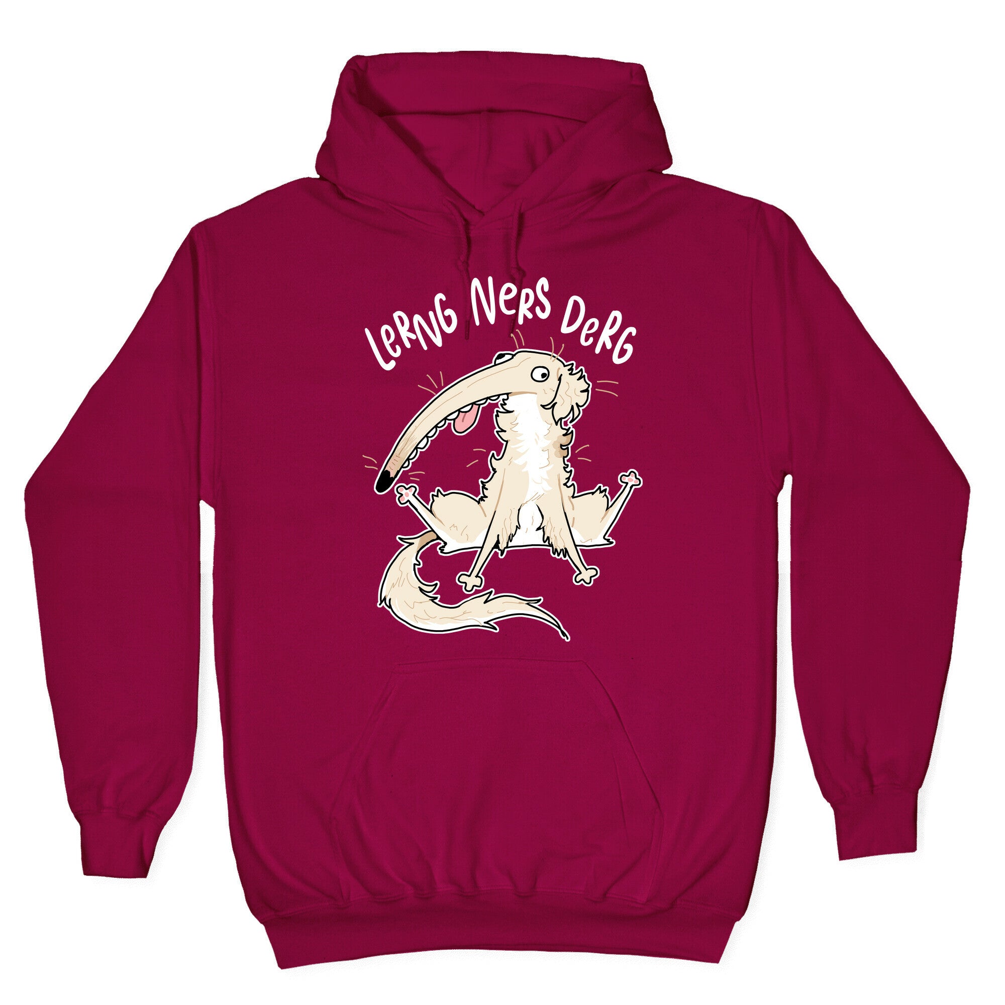 Derpy Dog Borzoi Lerng Ners Derg Hoodie