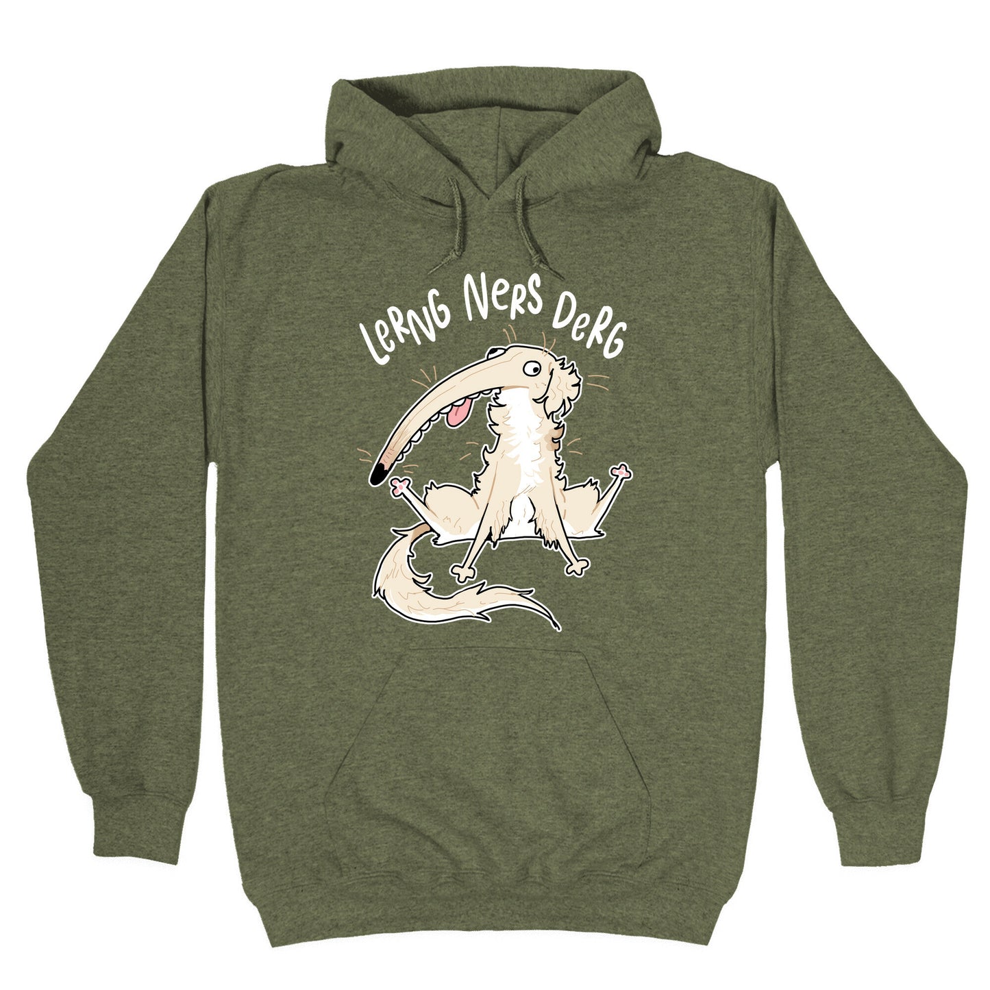 Derpy Dog Borzoi Lerng Ners Derg Hoodie