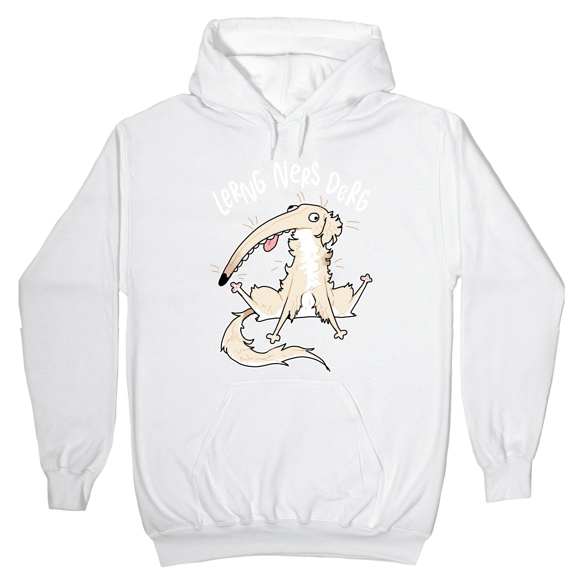 Derpy Dog Borzoi Lerng Ners Derg Hoodie