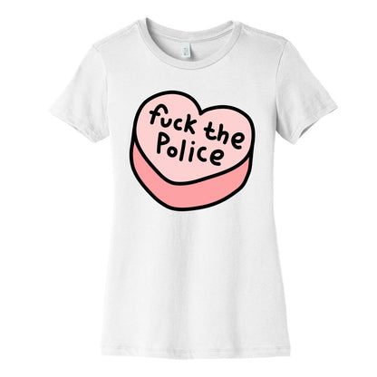 Fuck The Police Conversation Heart  Women's Cotton Tee