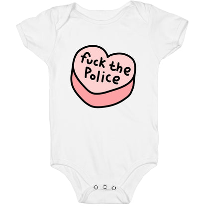 Fuck The Police Conversation Heart  Baby One Piece